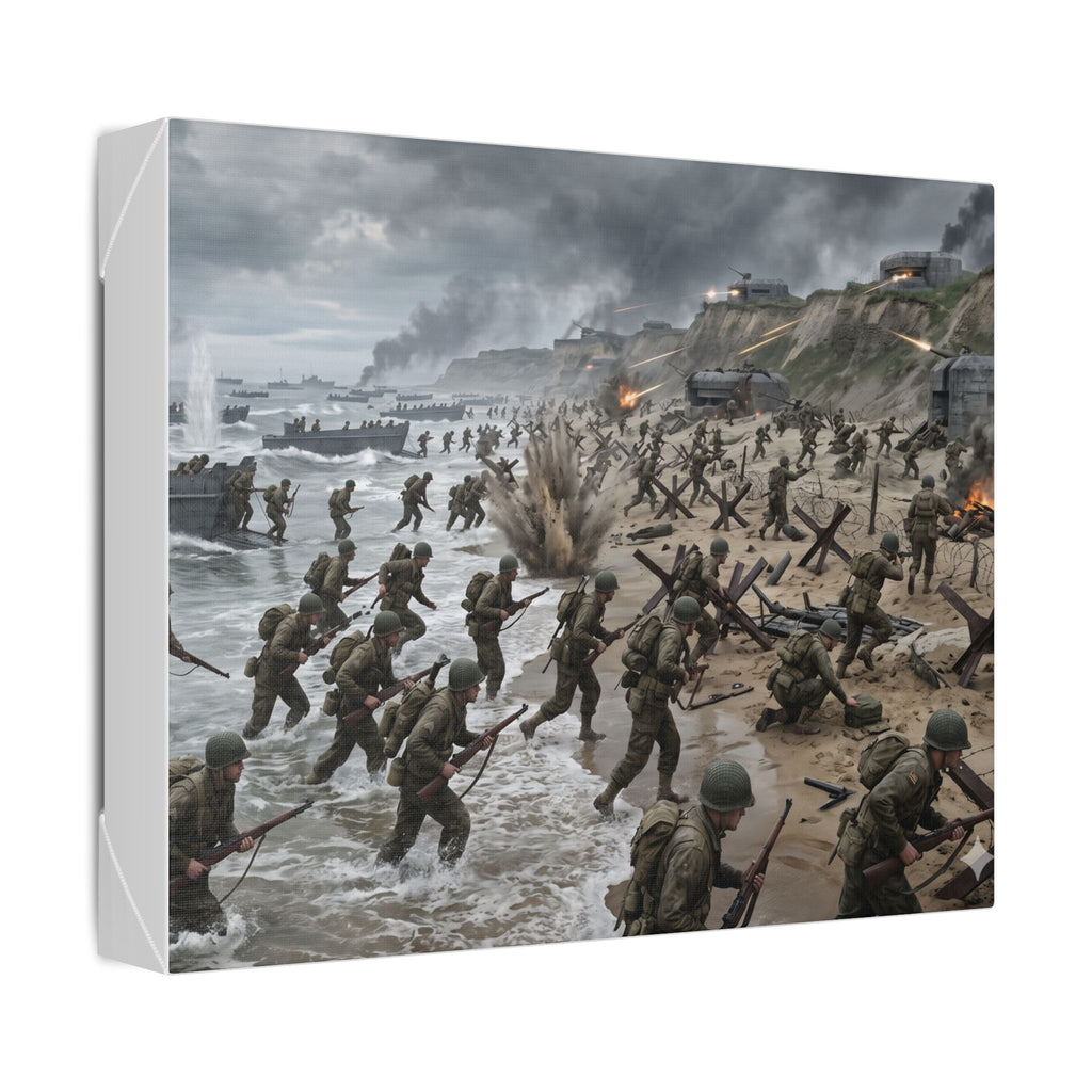 D-Day Invasion Canvas Print — WWII Normandy Beach Wall Art