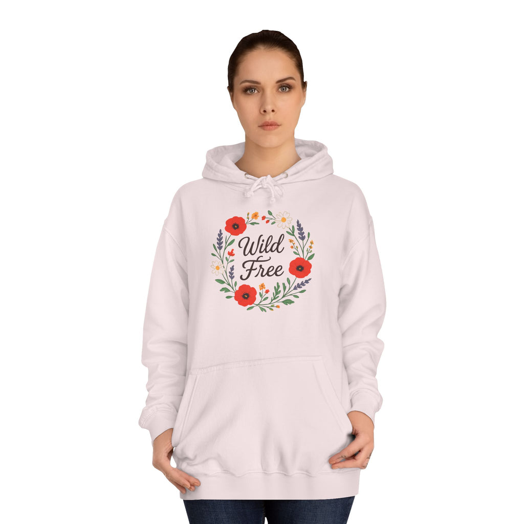 Wild & Free Floral Hoodie — Women's Boho Inspirational Sweatshirt