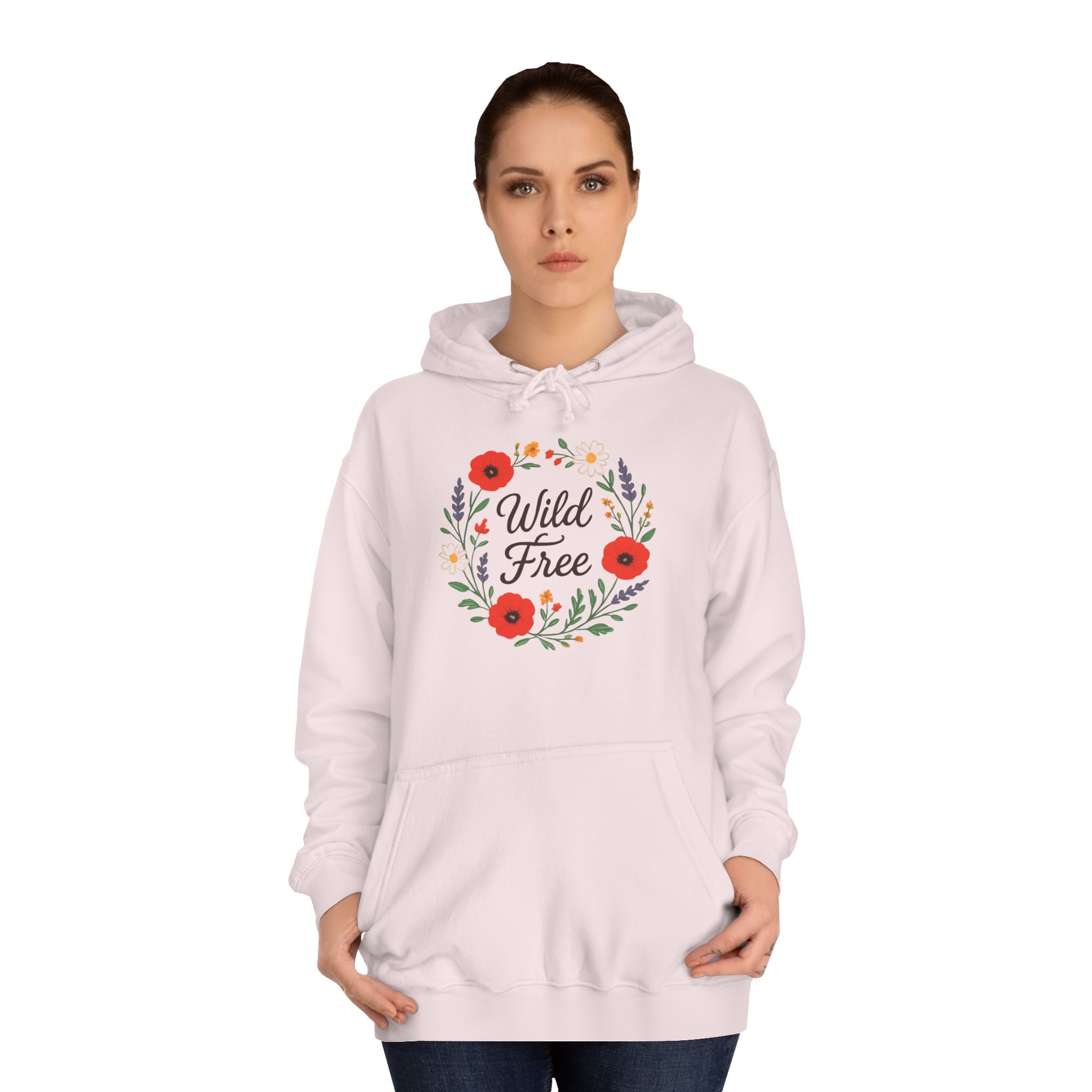 Wild & Free Floral Hoodie — Women's Boho Inspirational Sweatshirt