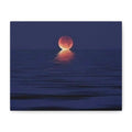 Lunar Reflection Canvas Art — Moonrise Over Calm Sea Stretched Matte Wall Art