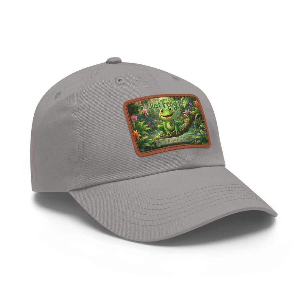 Frog Patch Dad Hat — 'Just Frog It' Leather Patch Baseball Cap