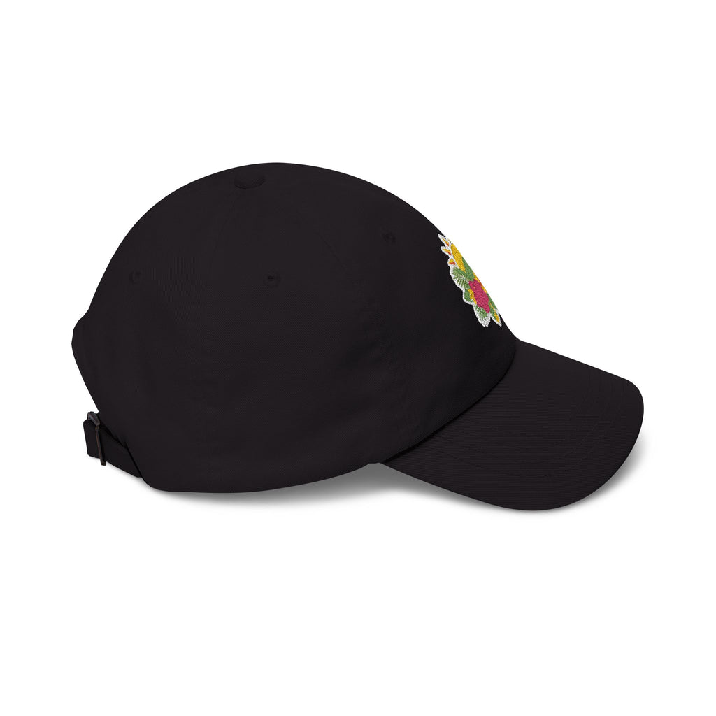 Floral Sunburst Dad Cap — Embroidered Sun & Hibiscus Baseball Hat