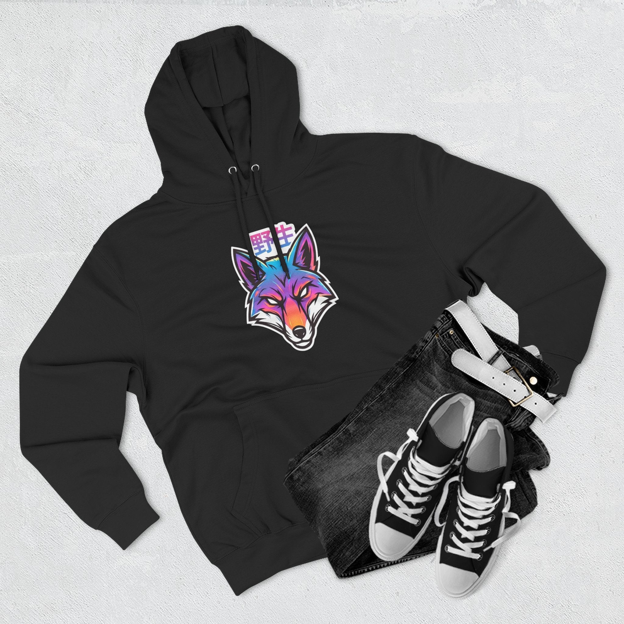Neon Fox Hoodie — Vibrant Rainbow Fox Head Pullover