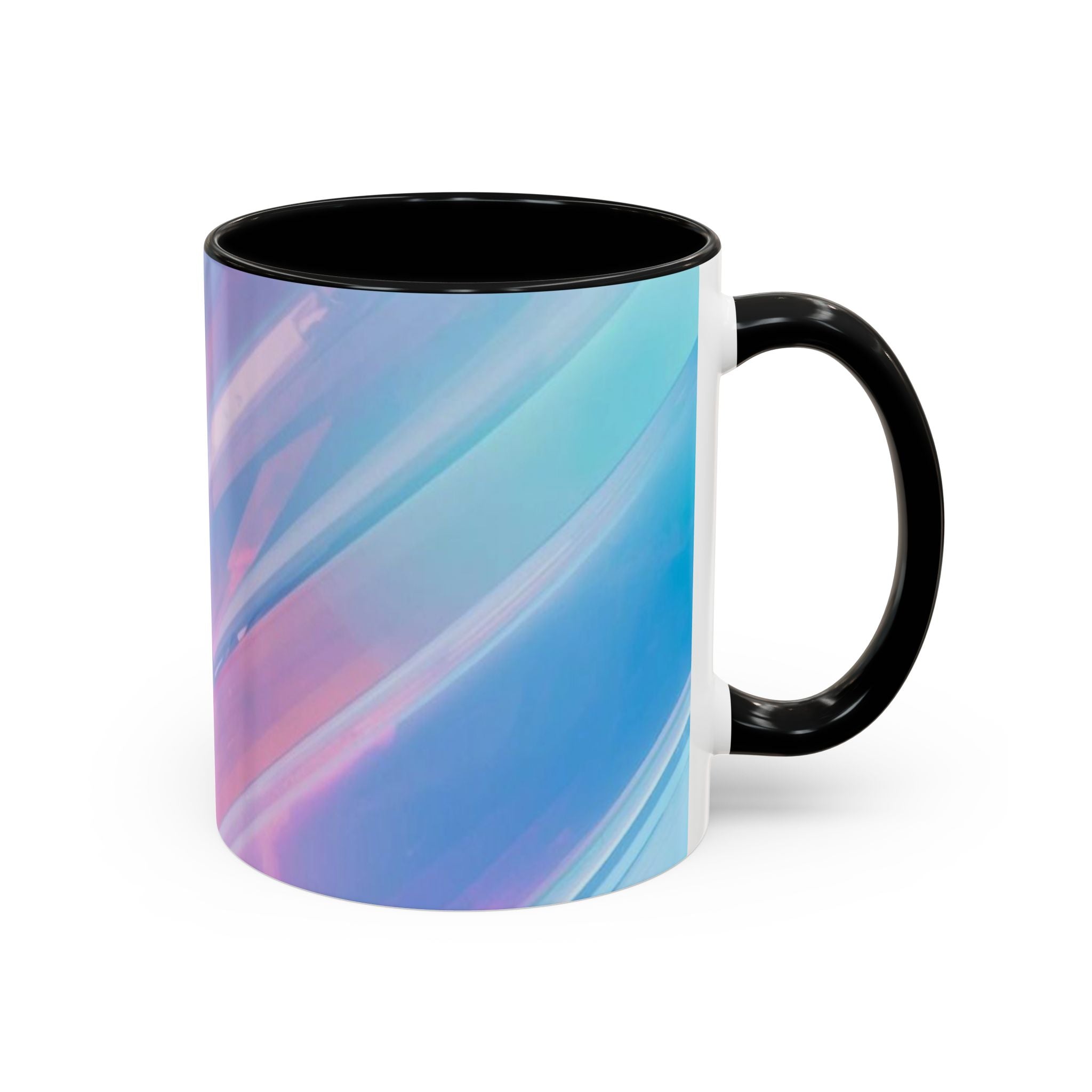 Pastel Swirl Accent Coffee Mug — Iridescent Pink & Blue 11/15oz