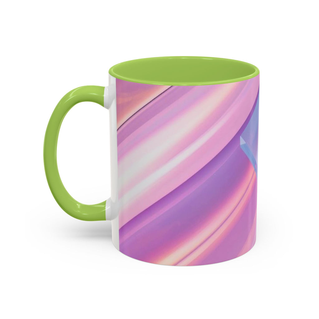 Pastel Swirl Accent Coffee Mug — Iridescent Pink & Blue 11/15oz