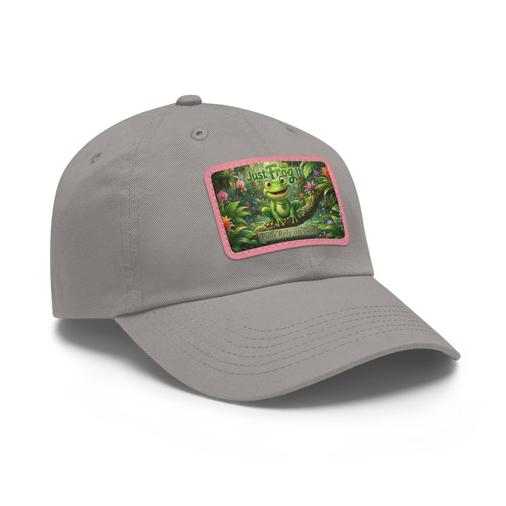 Frog Patch Dad Hat — 'Just Frog It' Leather Patch Baseball Cap