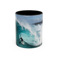 Surfing Wave Accent Coffee Mug — Ocean Beach Surfboard Photo 11/15oz