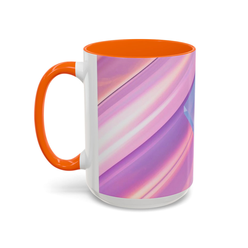 Pastel Swirl Accent Coffee Mug — Iridescent Pink & Blue 11/15oz