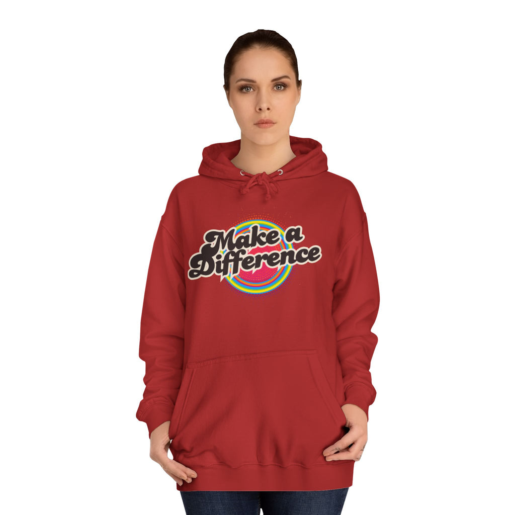 Make a Difference Hoodie — Retro Rainbow Inspirational College Sweatshirt