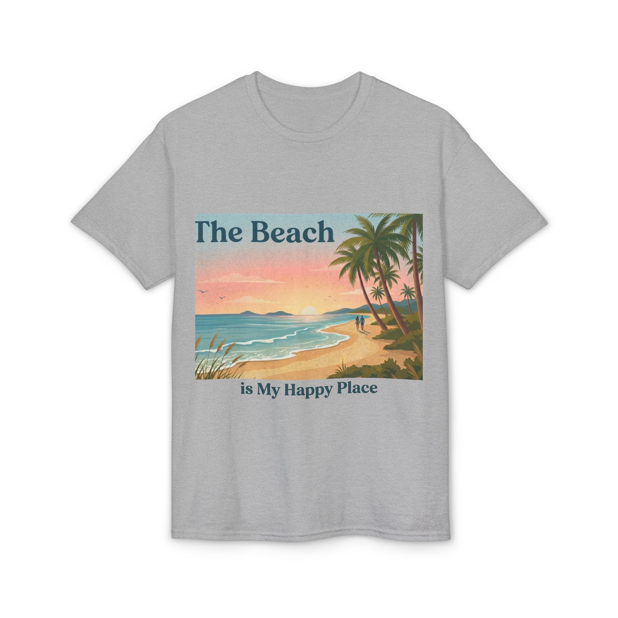 Beach Is My Happy Place T-Shirt — Tropical Sunset Vacation Tee