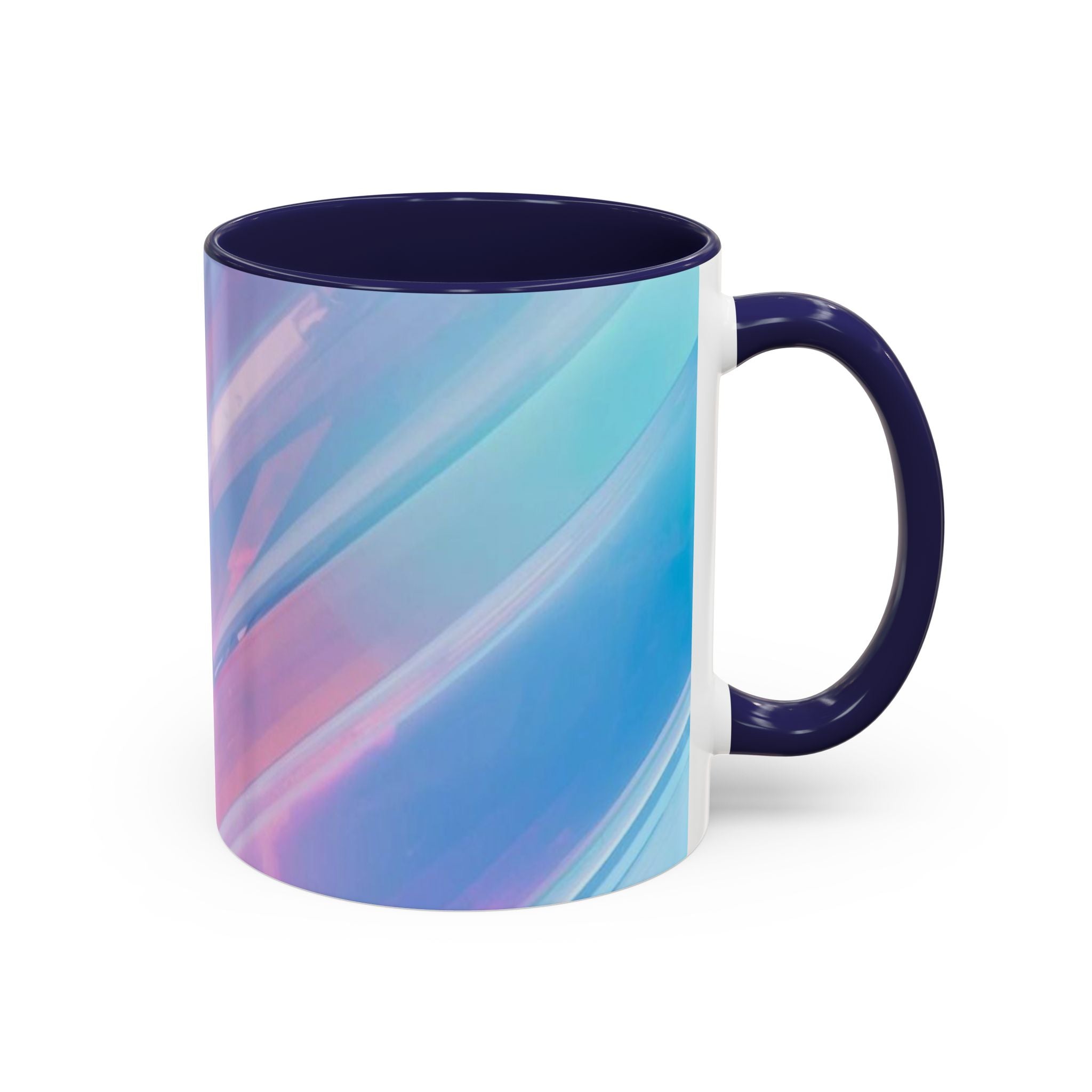 Pastel Swirl Accent Coffee Mug — Iridescent Pink & Blue 11/15oz