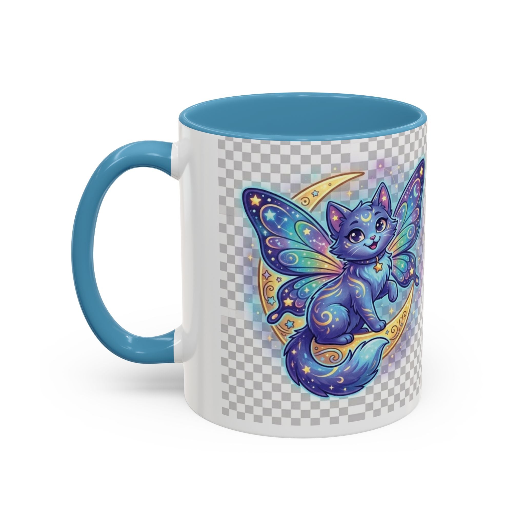 Magic Moon Cat Accent Mug — Cute Fantasy Butterfly Kitty Coffee Cup (11/15oz)
