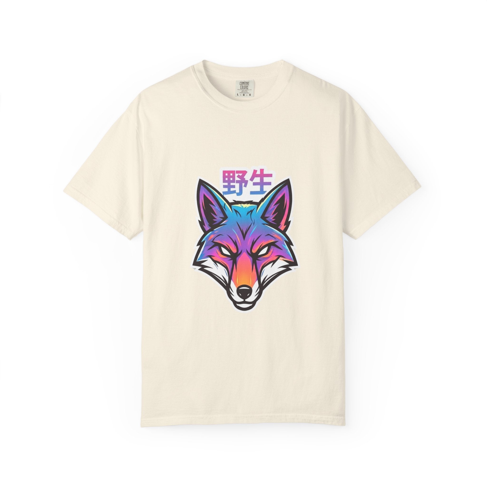Neon Fox Graphic T-Shirt — Wild (野生) Japanese Kanji Tee