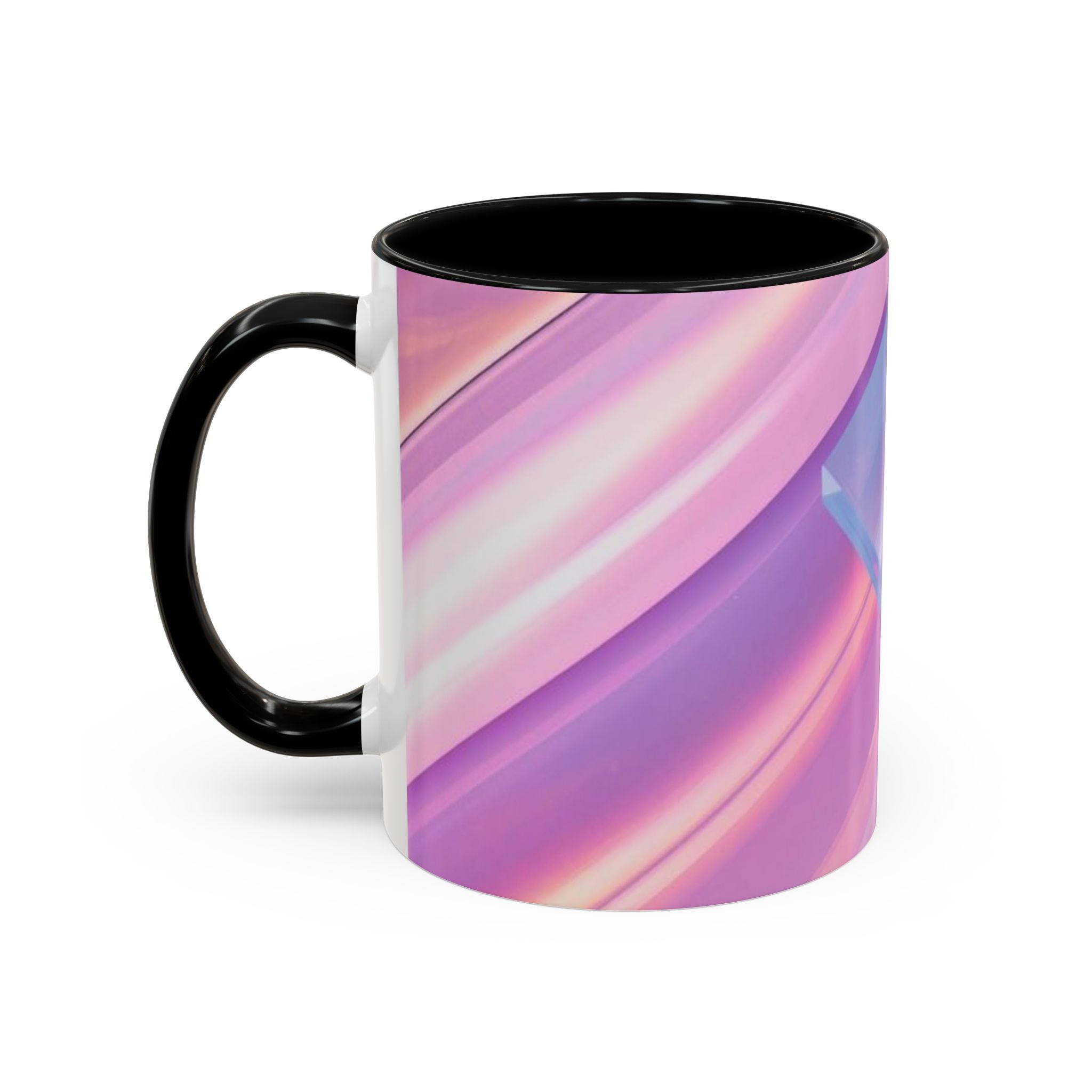 Pastel Swirl Accent Coffee Mug — Iridescent Pink & Blue 11/15oz