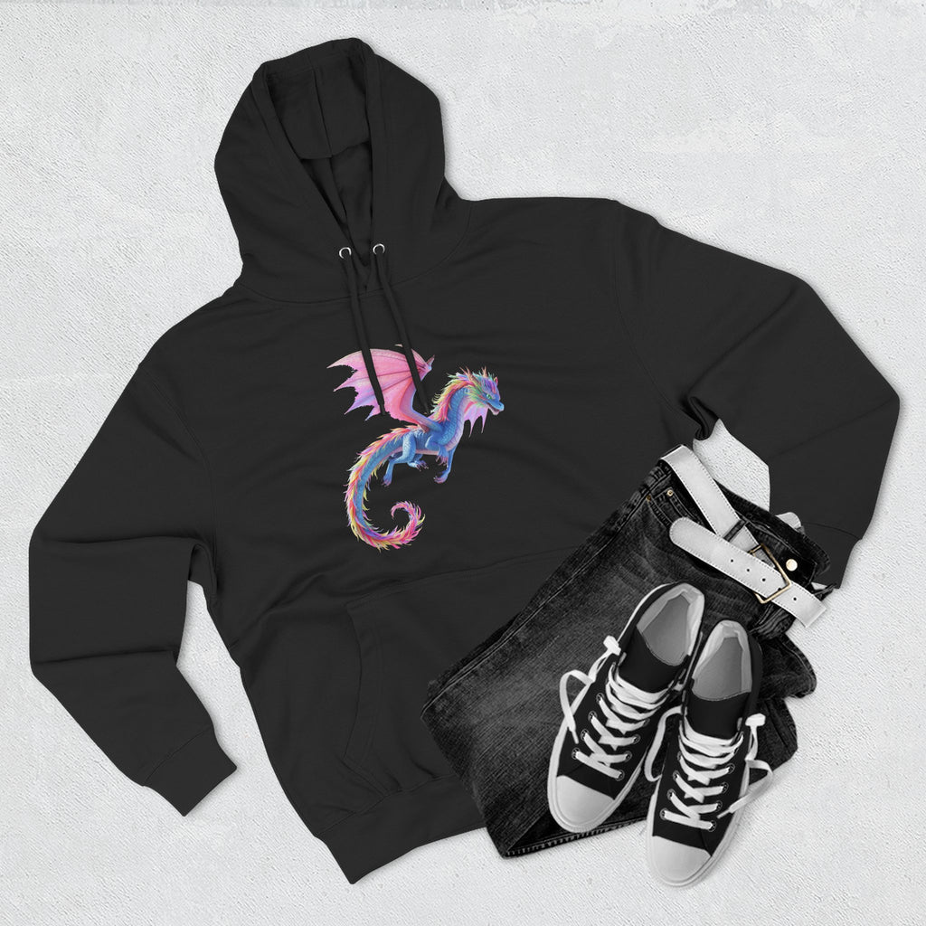 Dragon Watercolor Hoodie — Pastel Fantasy Flying Dragon Sweatshirt