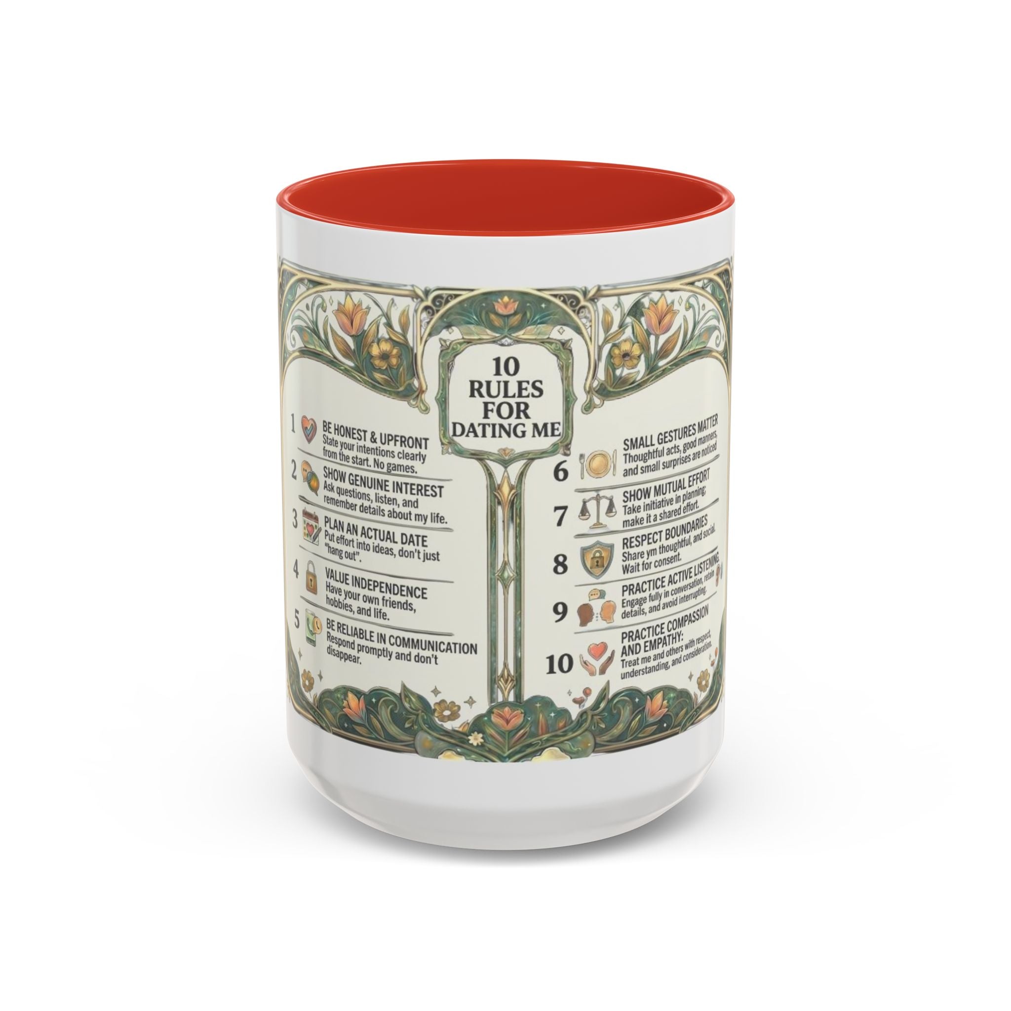 Accent Mug — '10 Rules for Dating Me' Decorative Coffee Cup