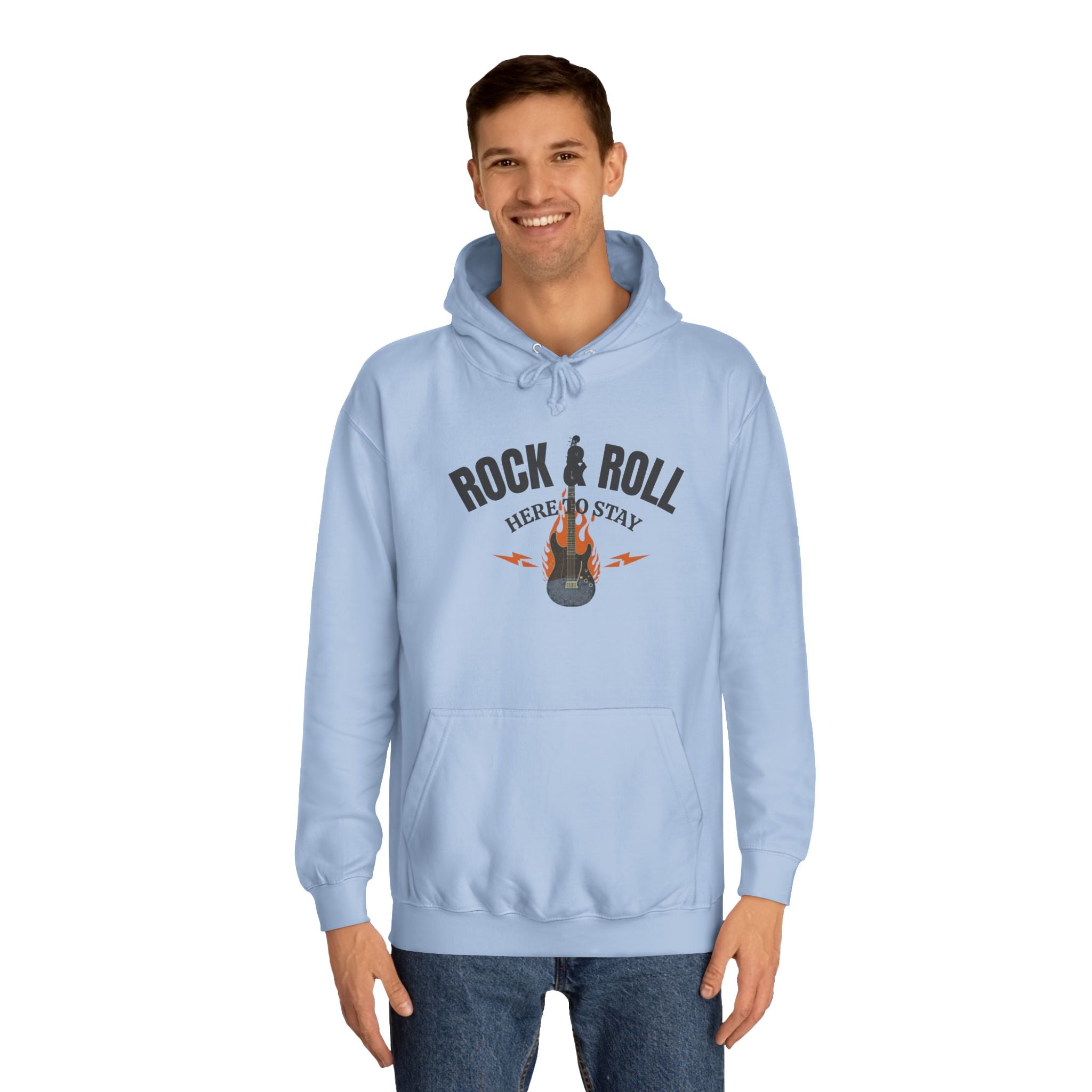 Rock & Roll Flame Guitar Hoodie — Vintage Music College Sweatshirt