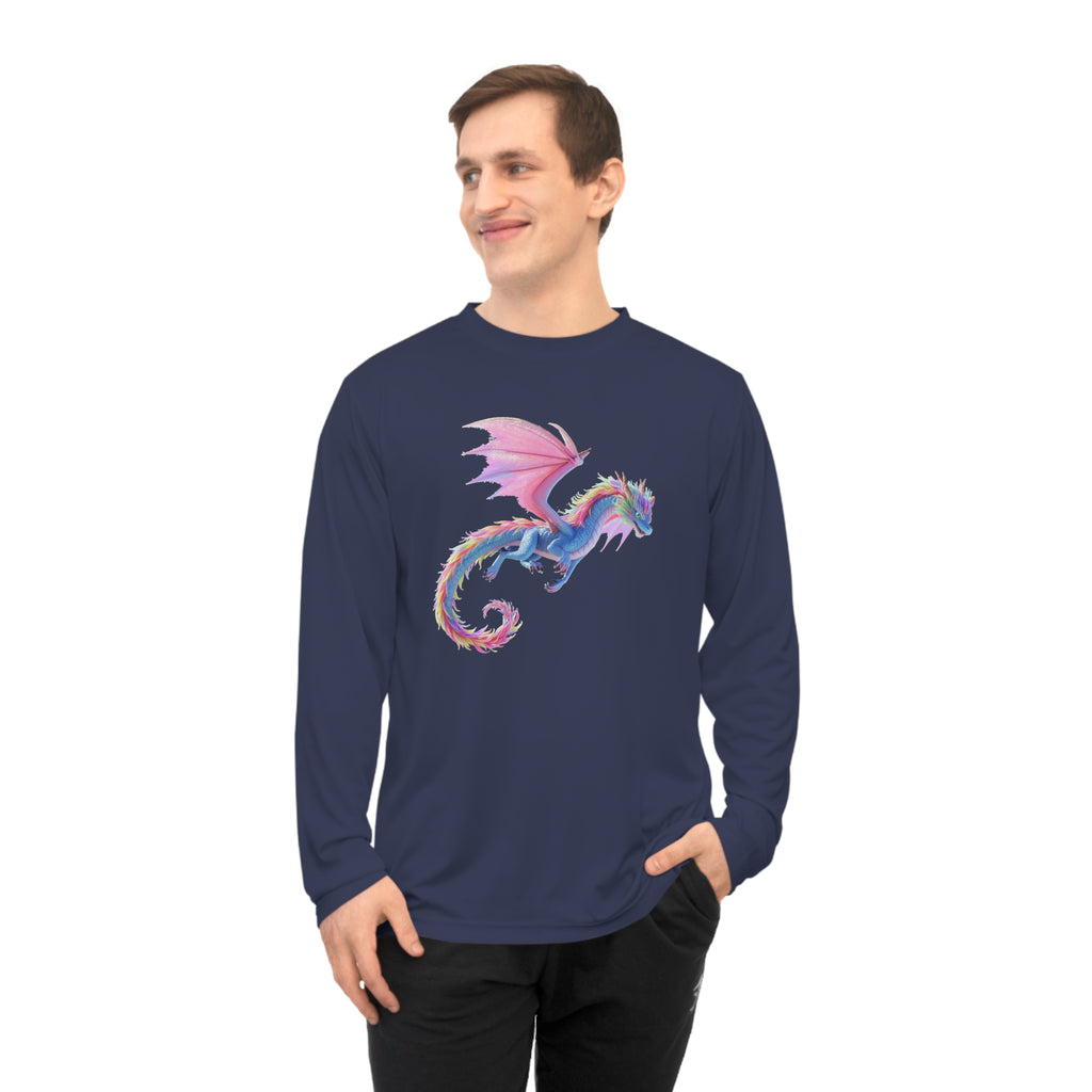 Pastel Dragon Performance Long Sleeve Shirt — Fantasy Cute Winged Dragon Tee