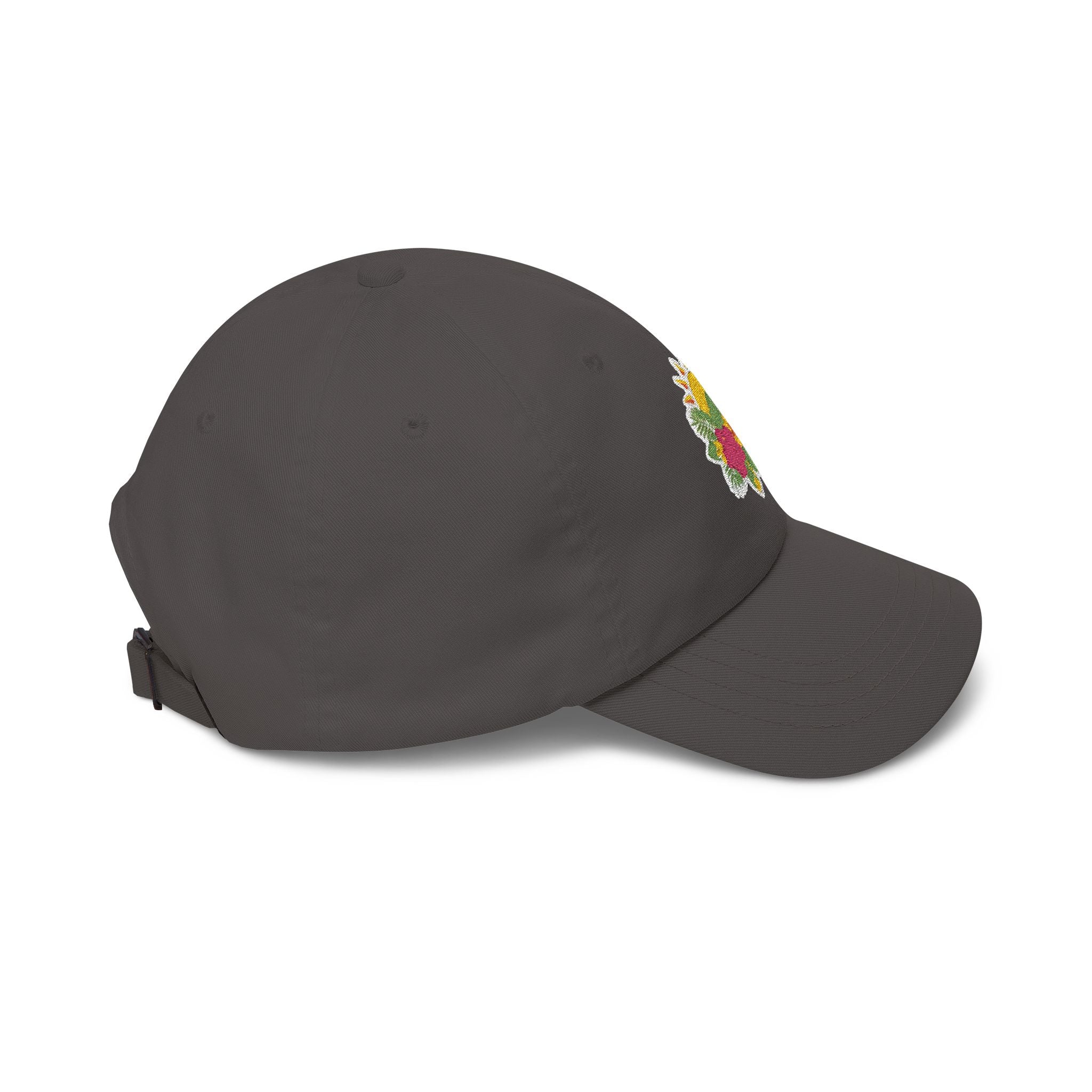 Floral Sunburst Dad Cap — Embroidered Sun & Hibiscus Baseball Hat
