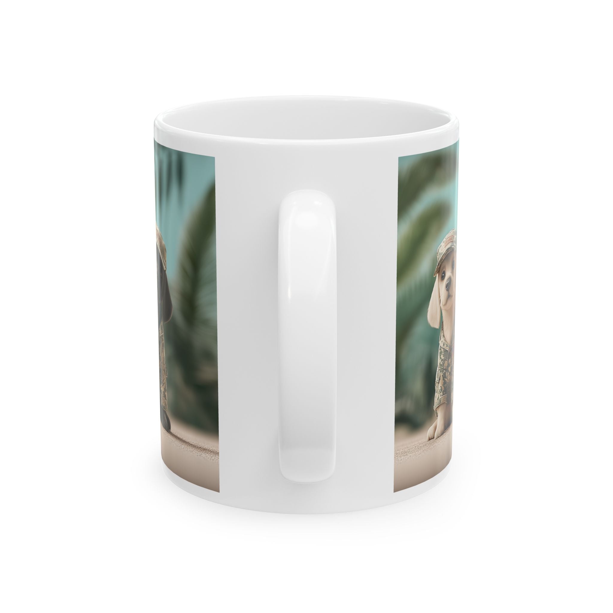 Military Dogs Ceramic Mug — Cute Puppy Soldier Design (11oz, 15oz)