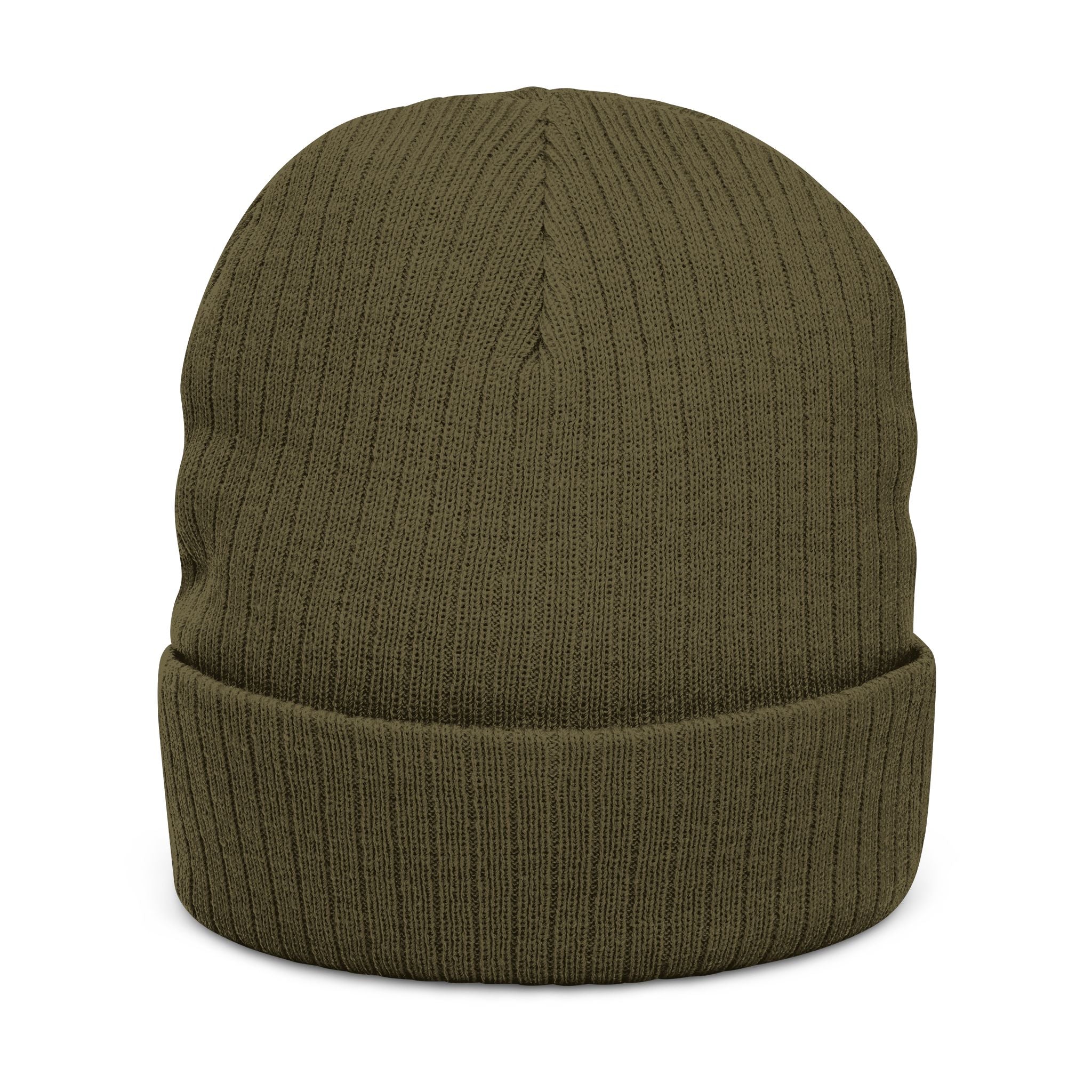 Embroidered Blue Lion Ribbed Beanie — Warm Knit Hat for Men & Women