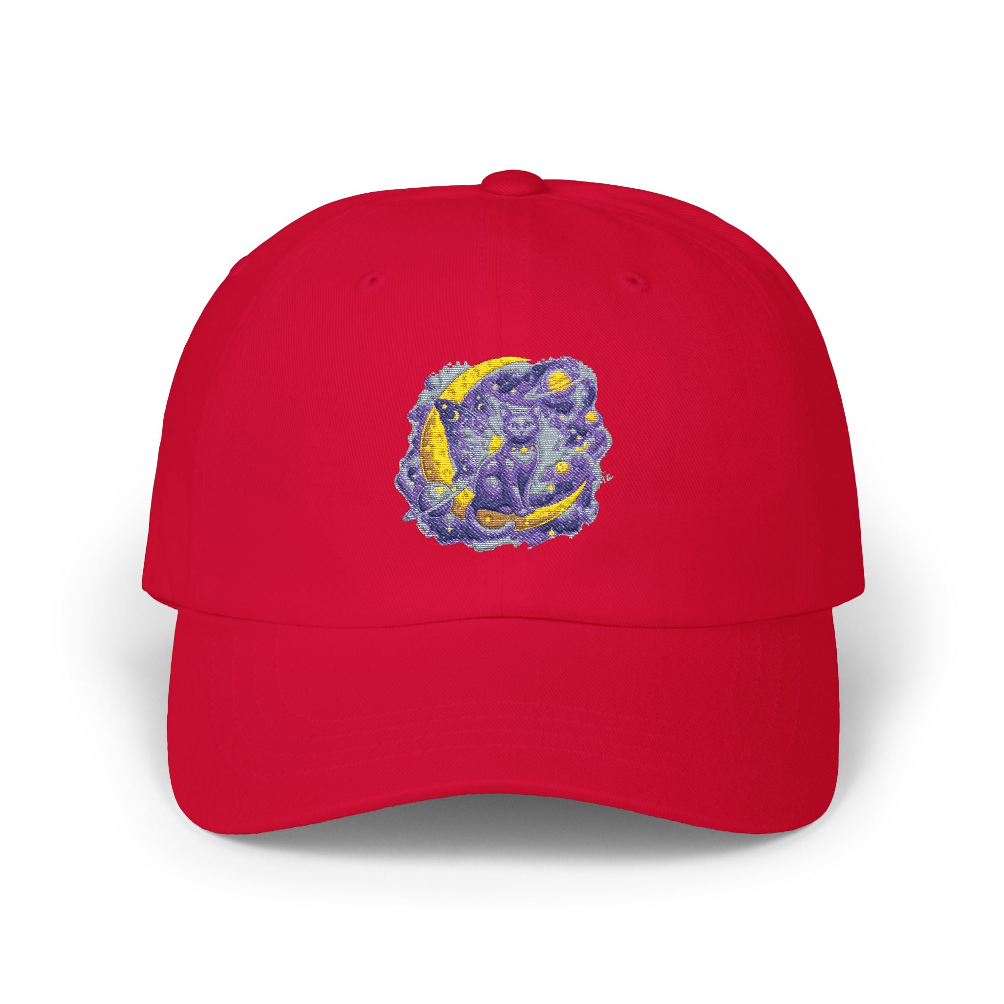Dad Cap — Embroidered Purple & Gold Abstract Patch