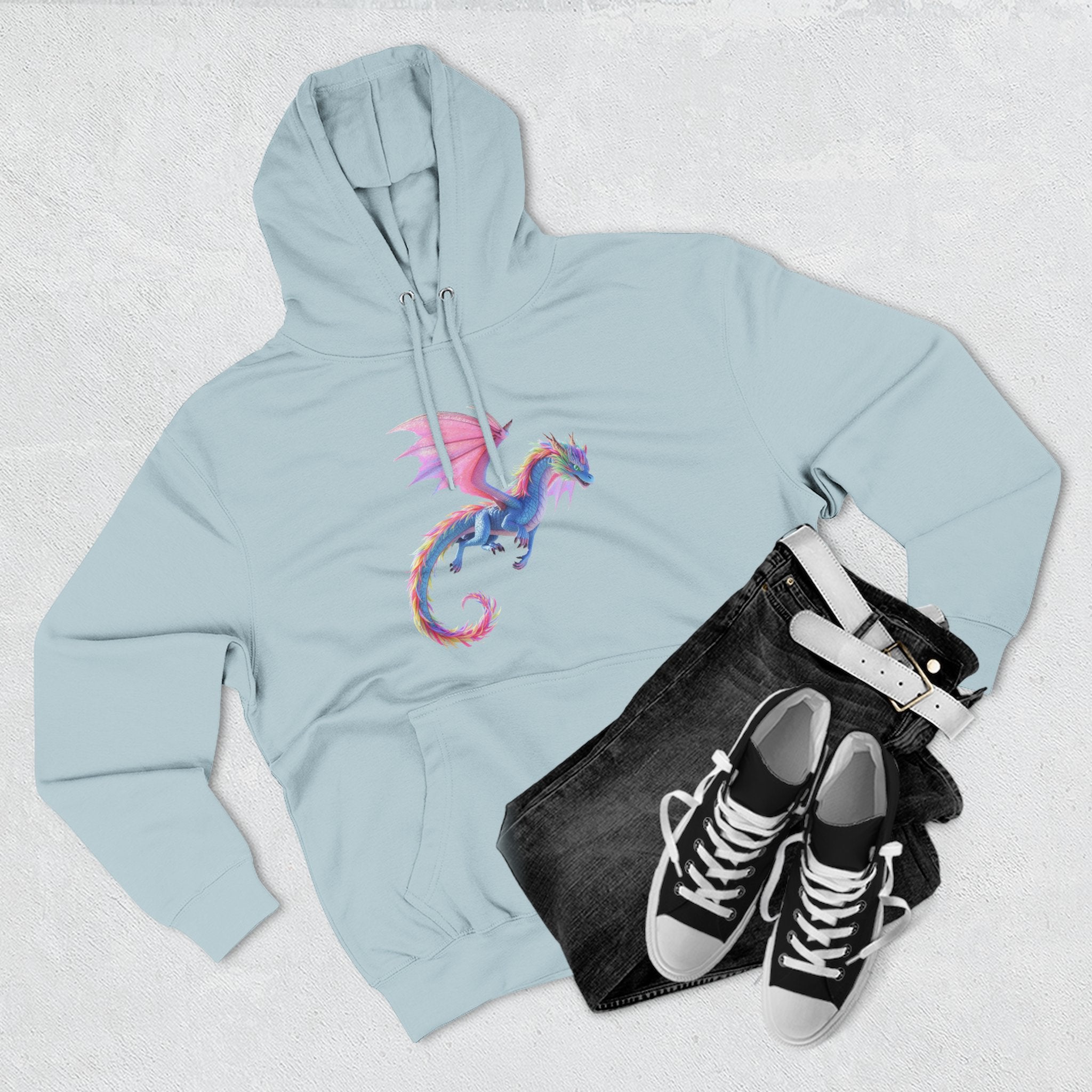 Dragon Watercolor Hoodie — Pastel Fantasy Flying Dragon Sweatshirt