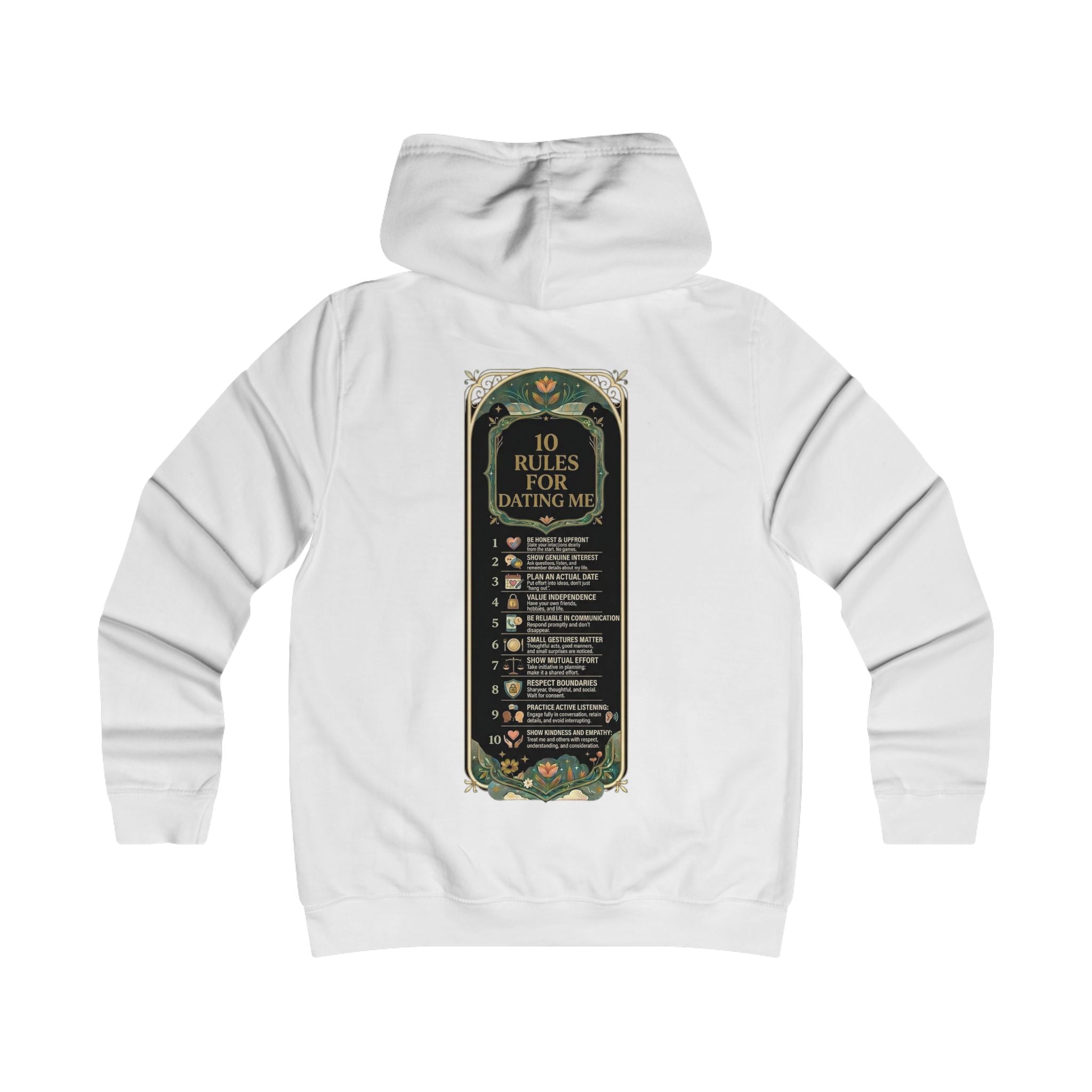 Hoodie — '10 Rules for Dating Me' Girlie College Graphic Hoodie