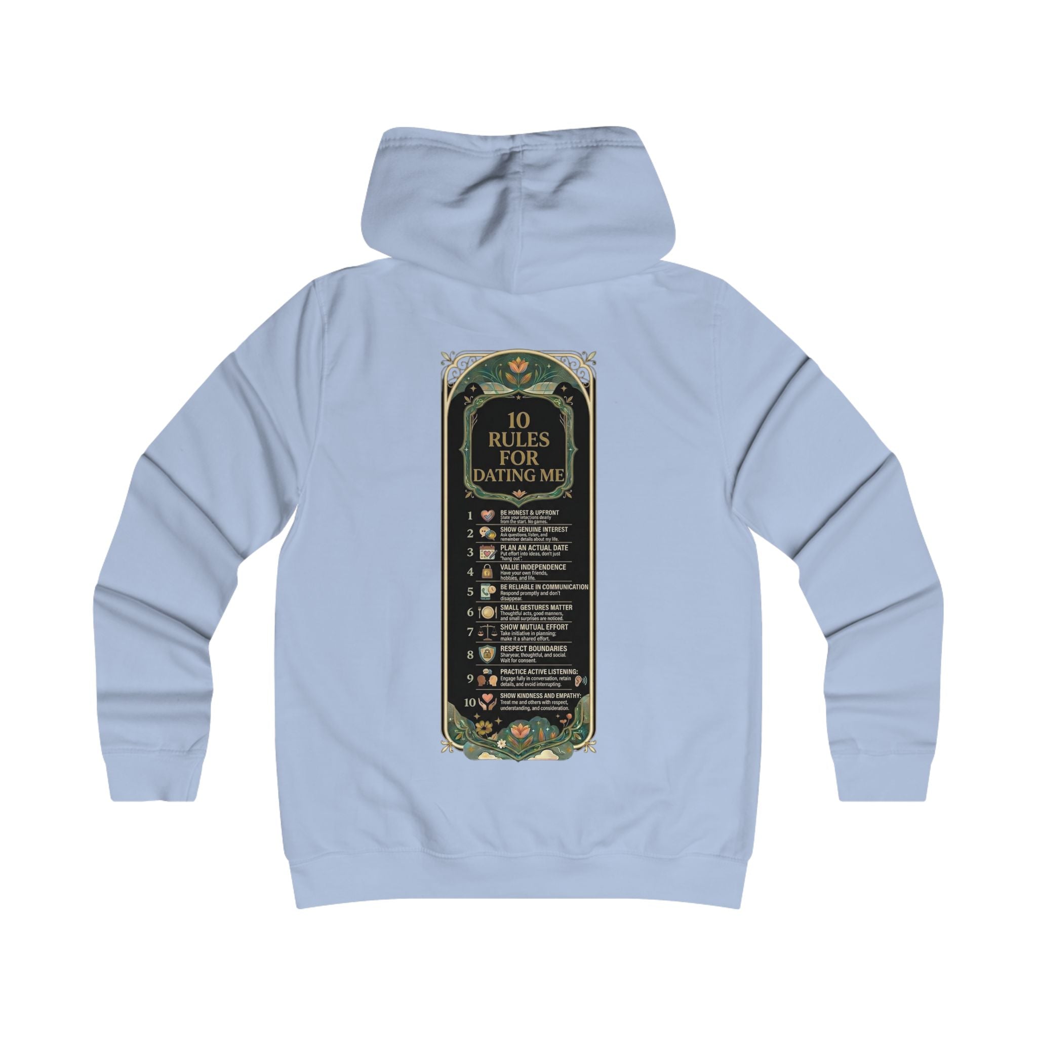 Hoodie — '10 Rules for Dating Me' Girlie College Graphic Hoodie