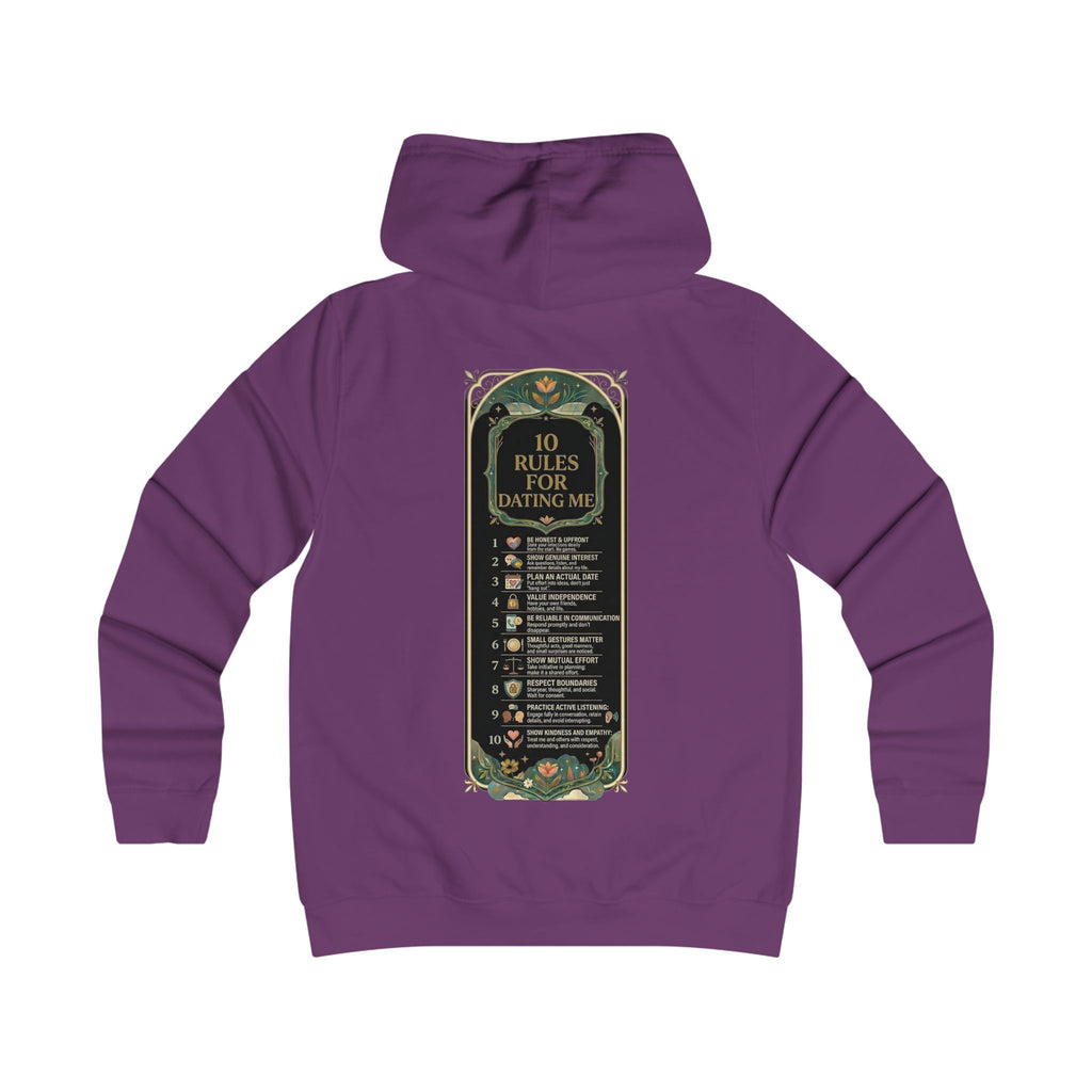 Hoodie — '10 Rules for Dating Me' Girlie College Graphic Hoodie
