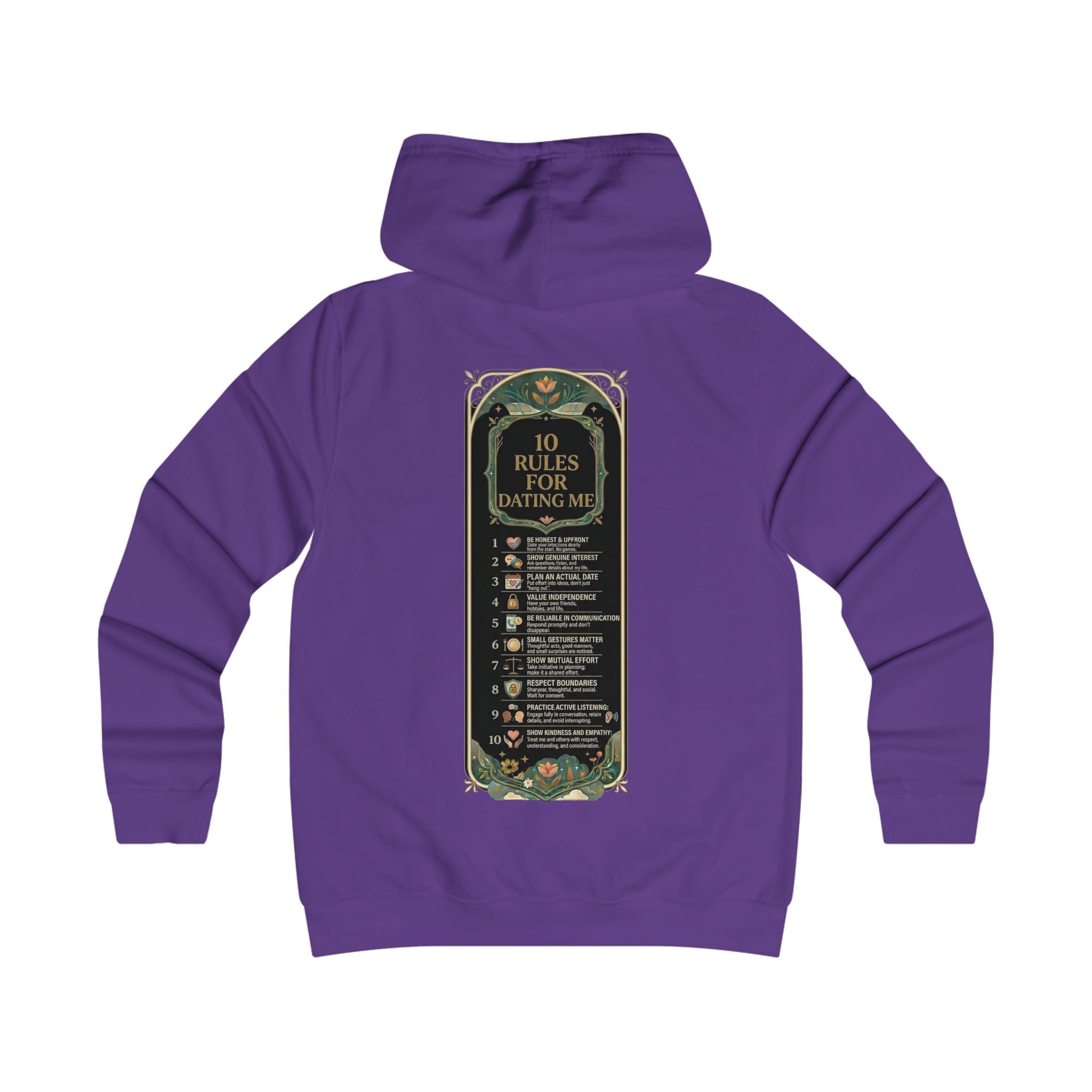 Hoodie — '10 Rules for Dating Me' Girlie College Graphic Hoodie