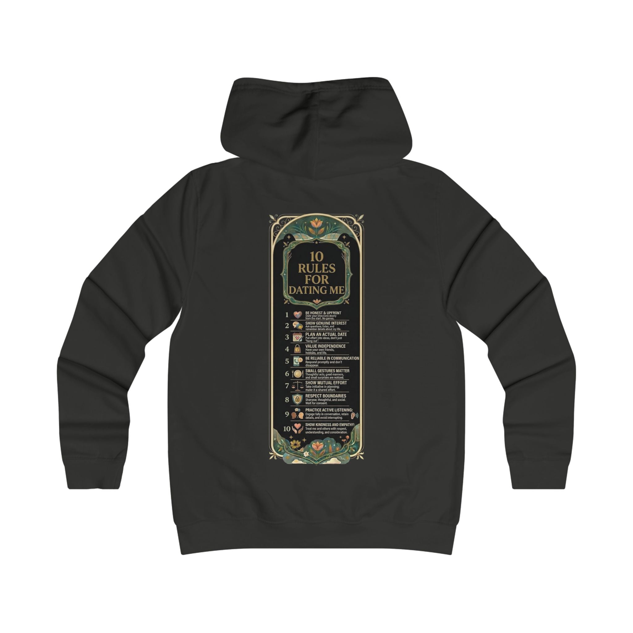 Hoodie — '10 Rules for Dating Me' Girlie College Graphic Hoodie