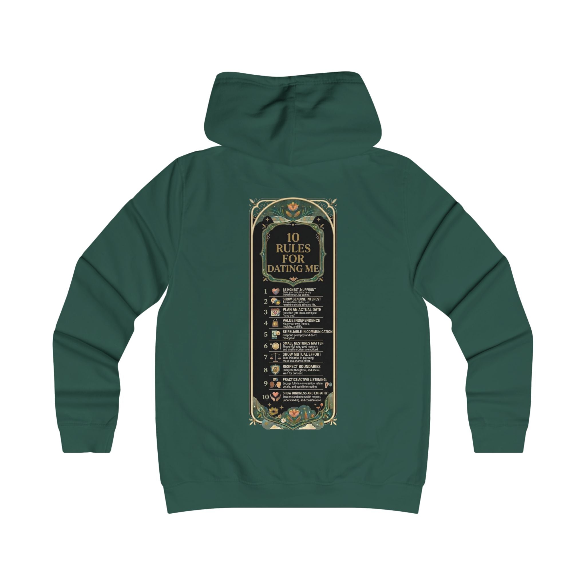 Hoodie — '10 Rules for Dating Me' Girlie College Graphic Hoodie