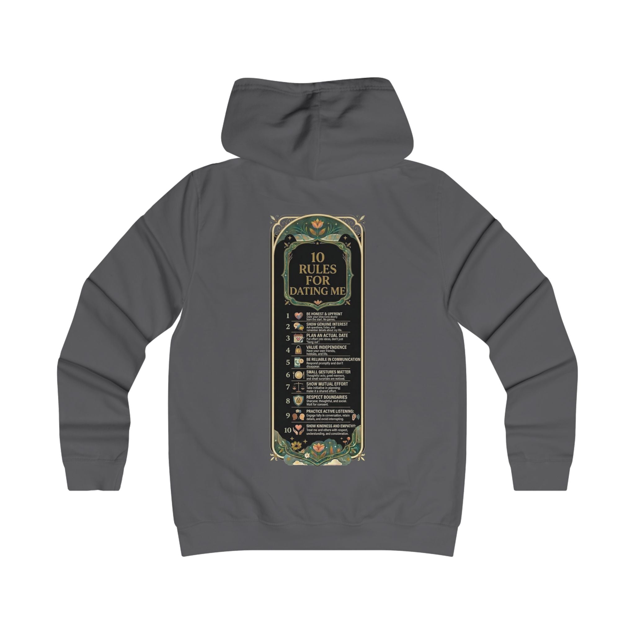 Hoodie — '10 Rules for Dating Me' Girlie College Graphic Hoodie