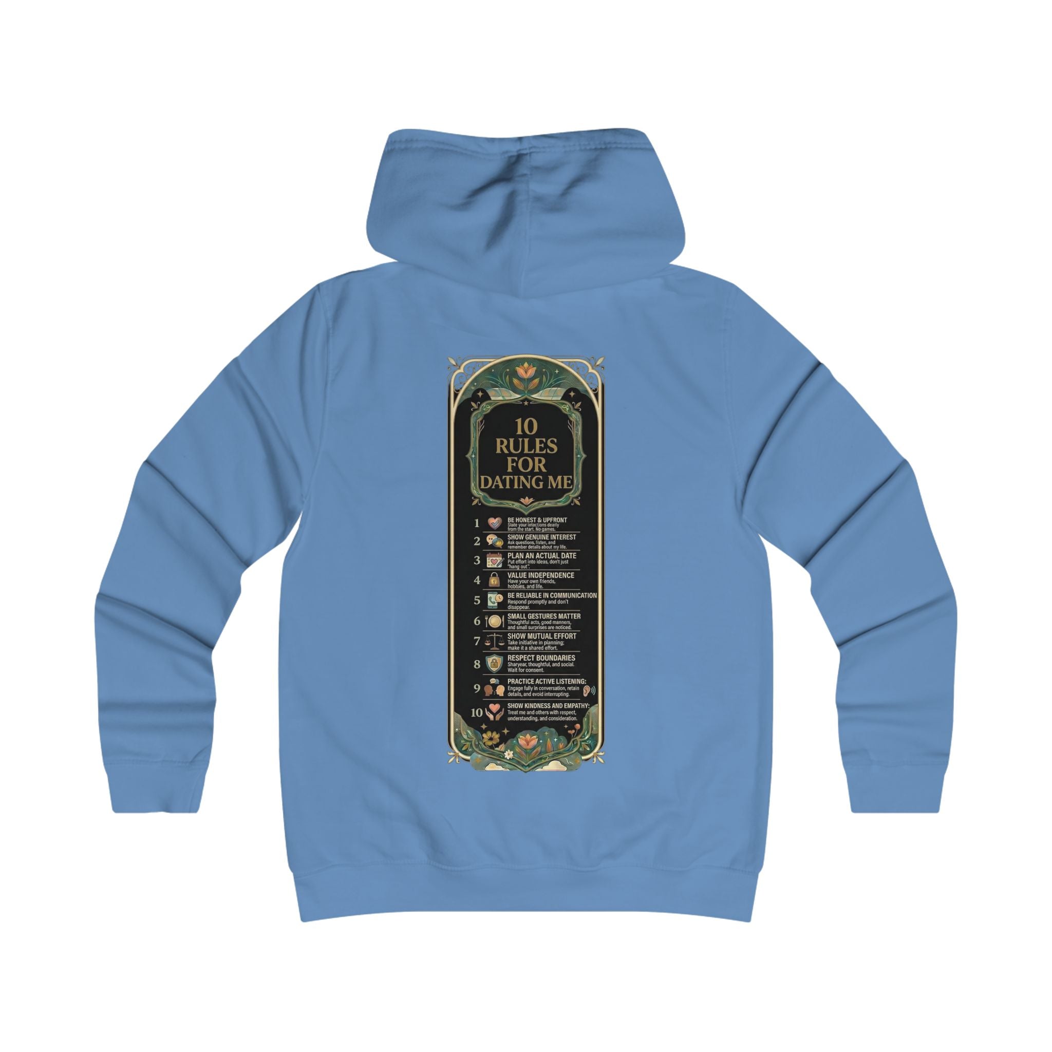 Hoodie — '10 Rules for Dating Me' Girlie College Graphic Hoodie