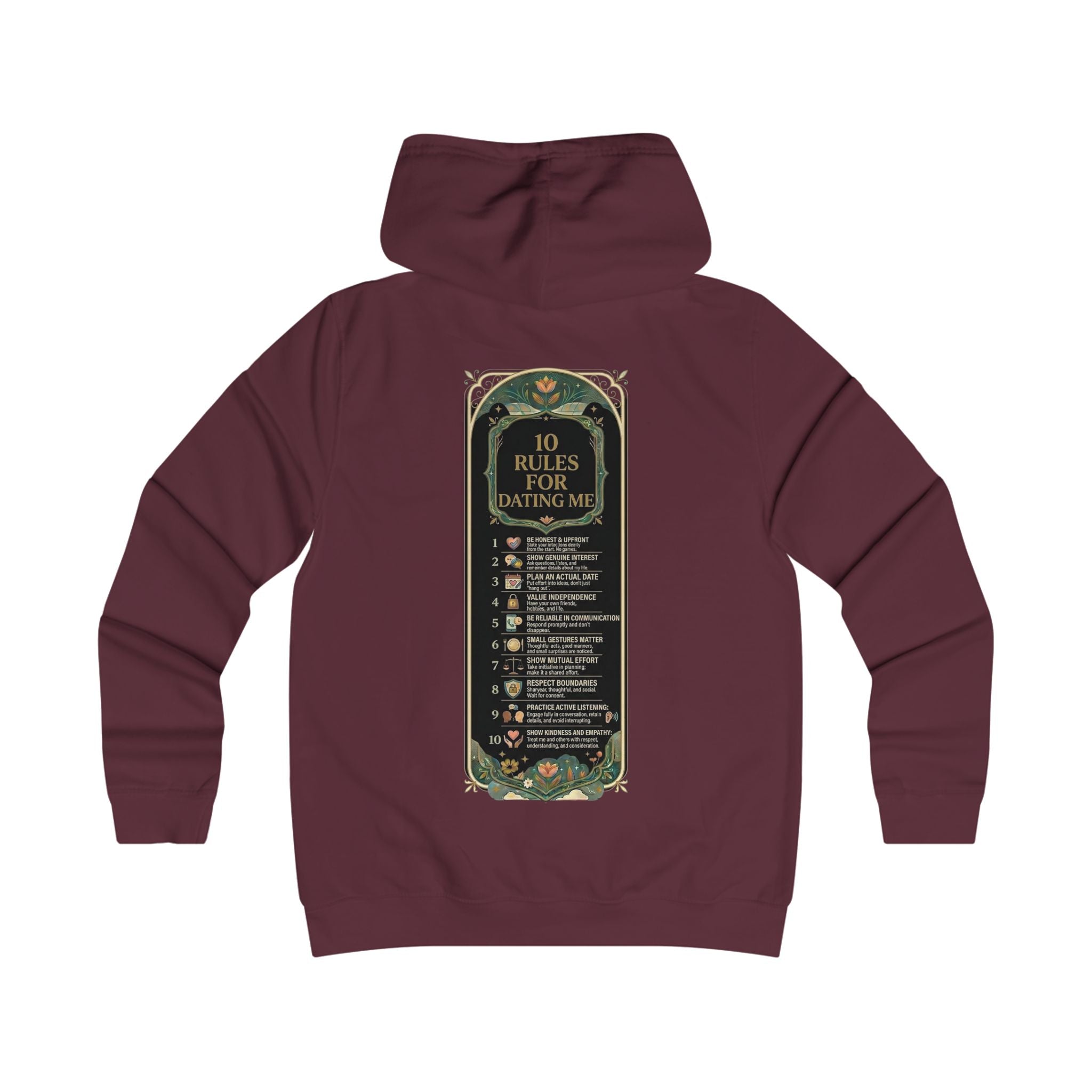 Hoodie — '10 Rules for Dating Me' Girlie College Graphic Hoodie