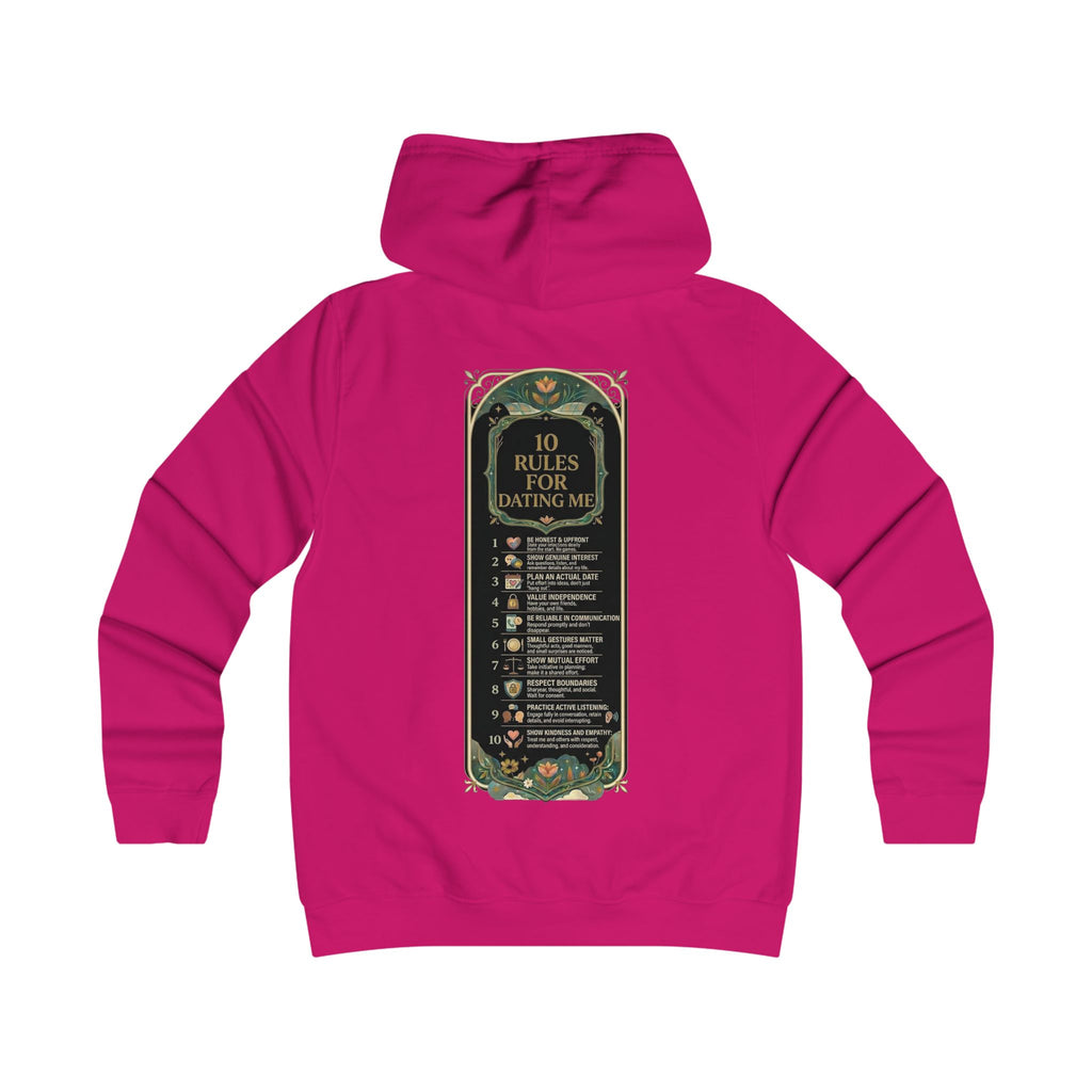 Hoodie — '10 Rules for Dating Me' Girlie College Graphic Hoodie