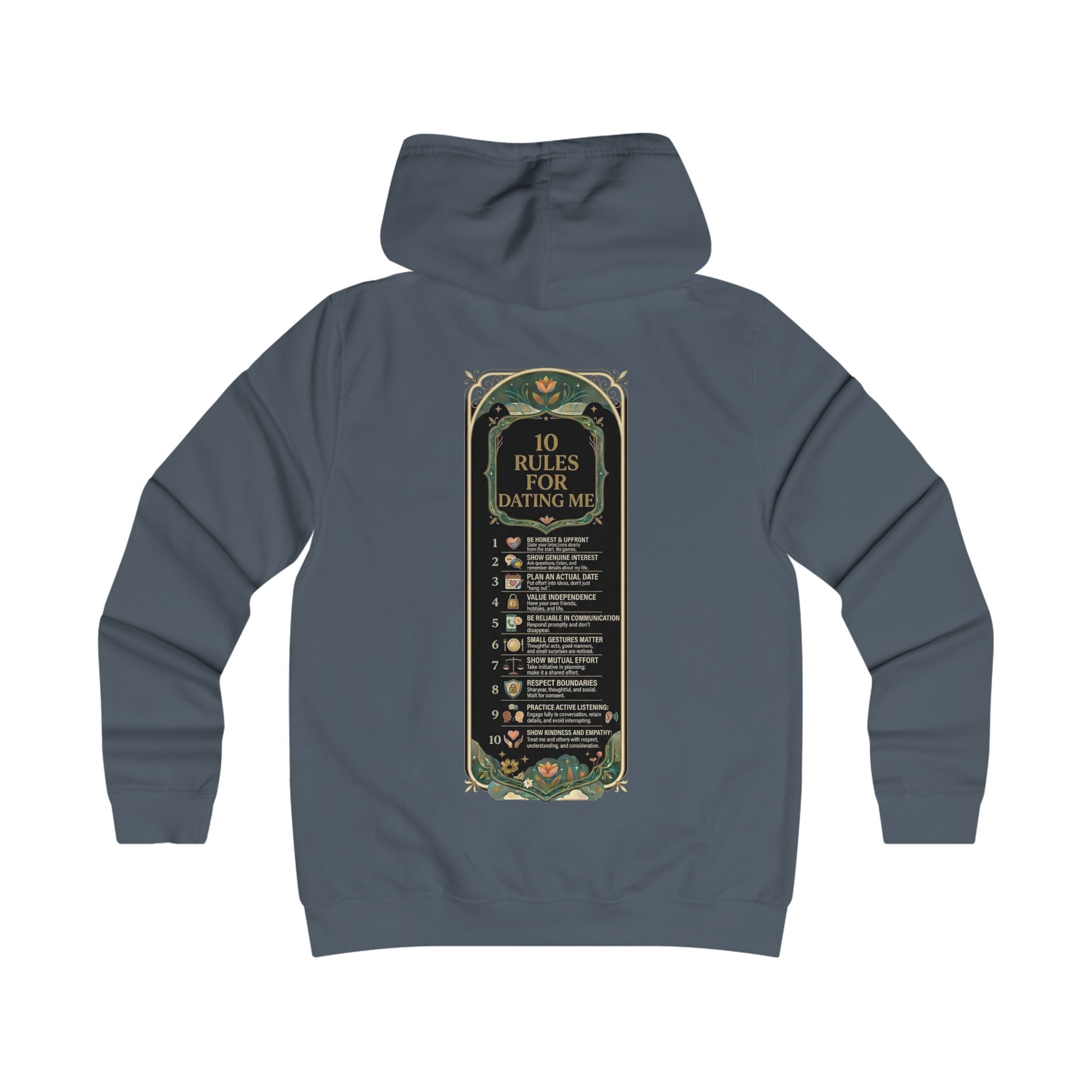 Hoodie — '10 Rules for Dating Me' Girlie College Graphic Hoodie