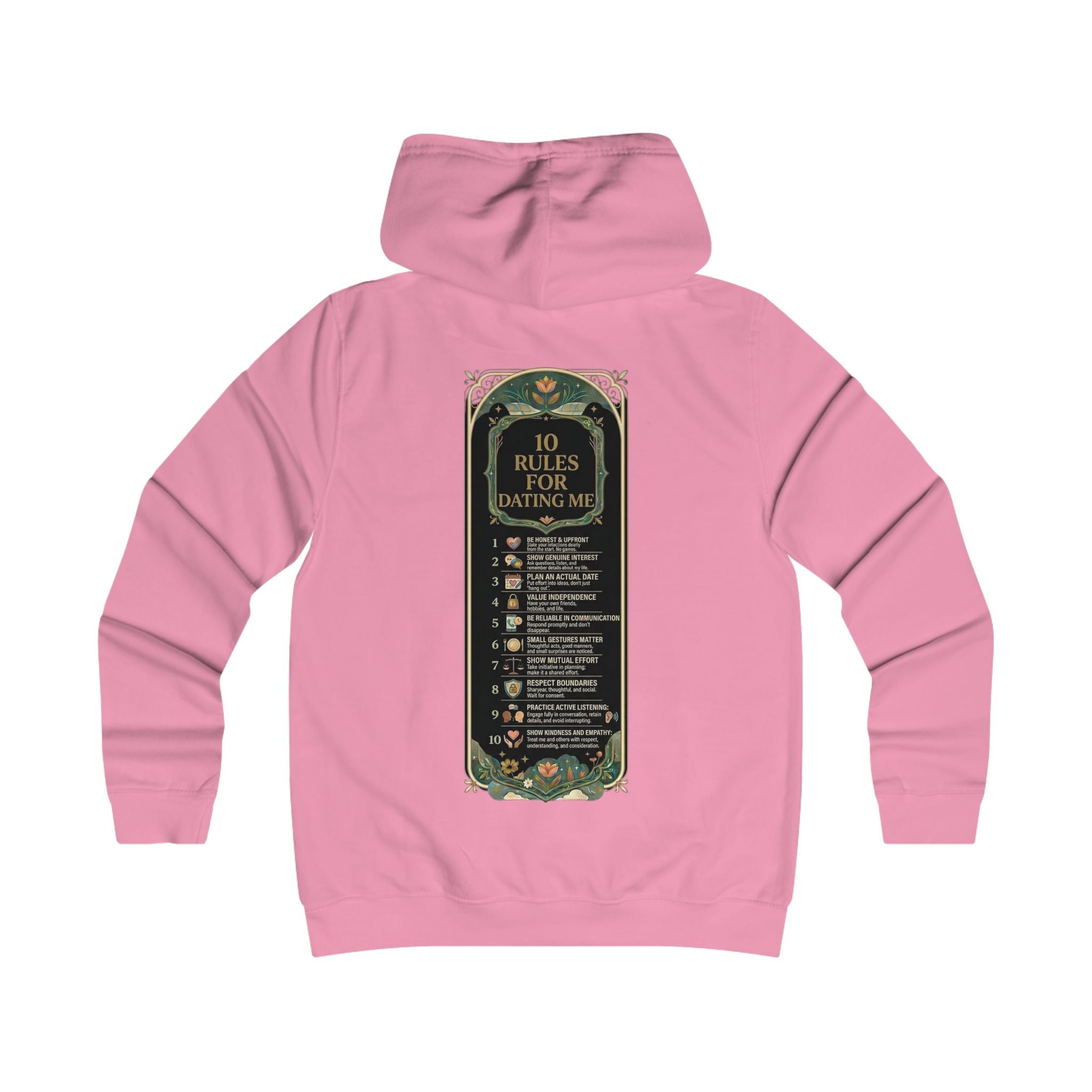 Hoodie — '10 Rules for Dating Me' Girlie College Graphic Hoodie