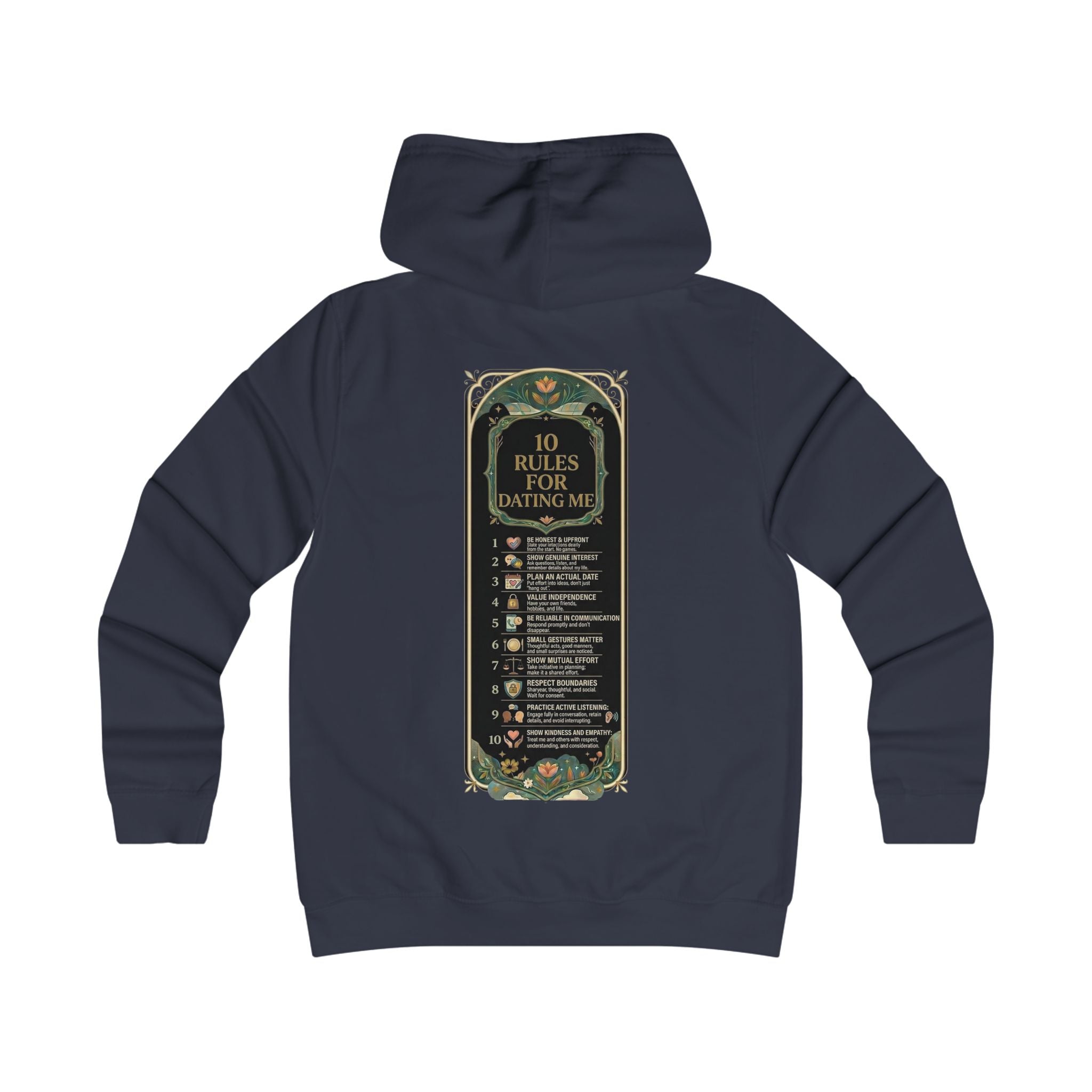 Hoodie — '10 Rules for Dating Me' Girlie College Graphic Hoodie