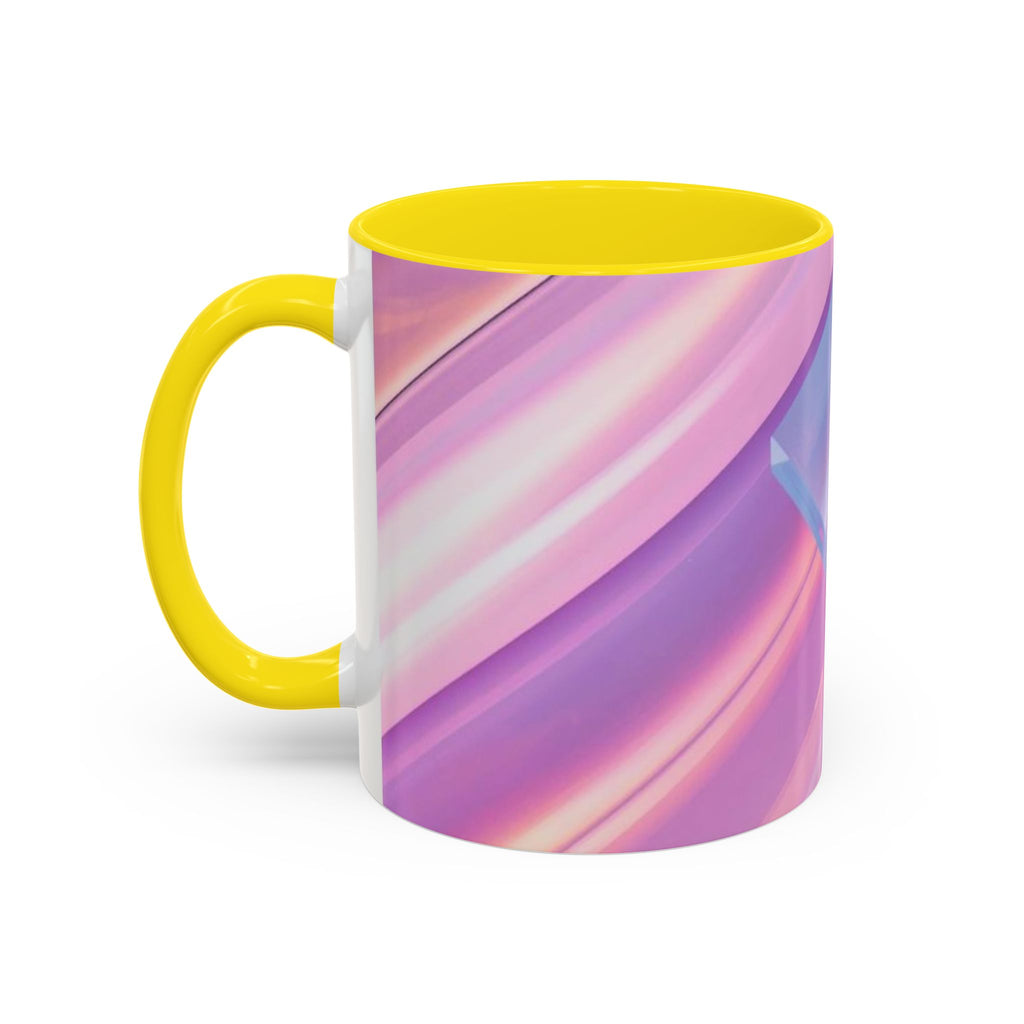 Pastel Swirl Accent Coffee Mug — Iridescent Pink & Blue 11/15oz