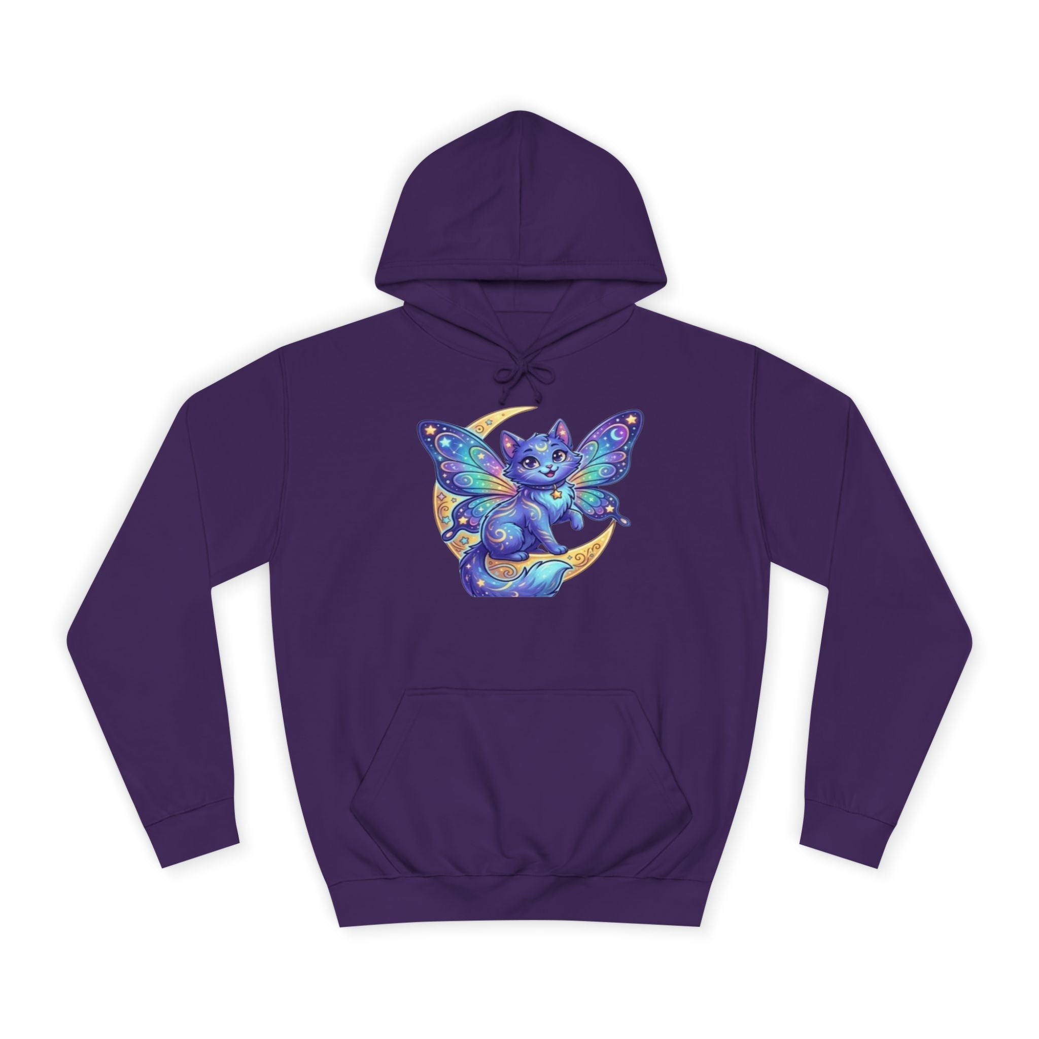 Butterfly Cat Hoodie — Cosmic Purple Kitty Graphic Pullover