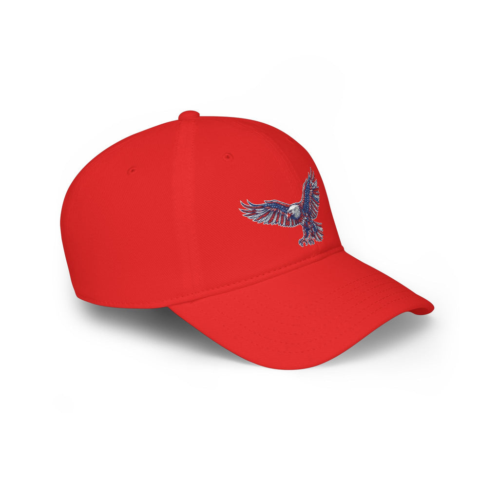 Patriotic Eagle Baseball Cap — American Flag Embroidered Red Low-Profile Hat