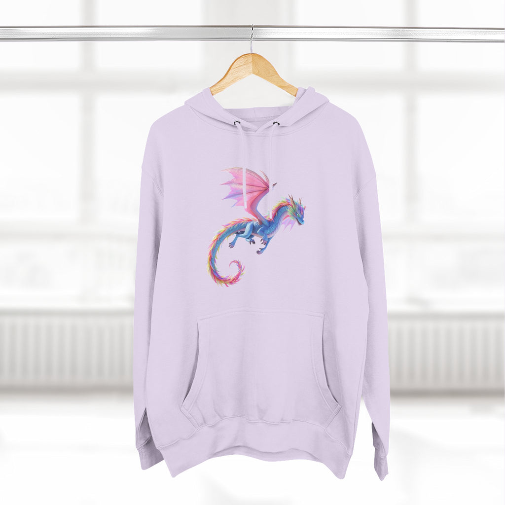 Dragon Watercolor Hoodie — Pastel Fantasy Flying Dragon Sweatshirt