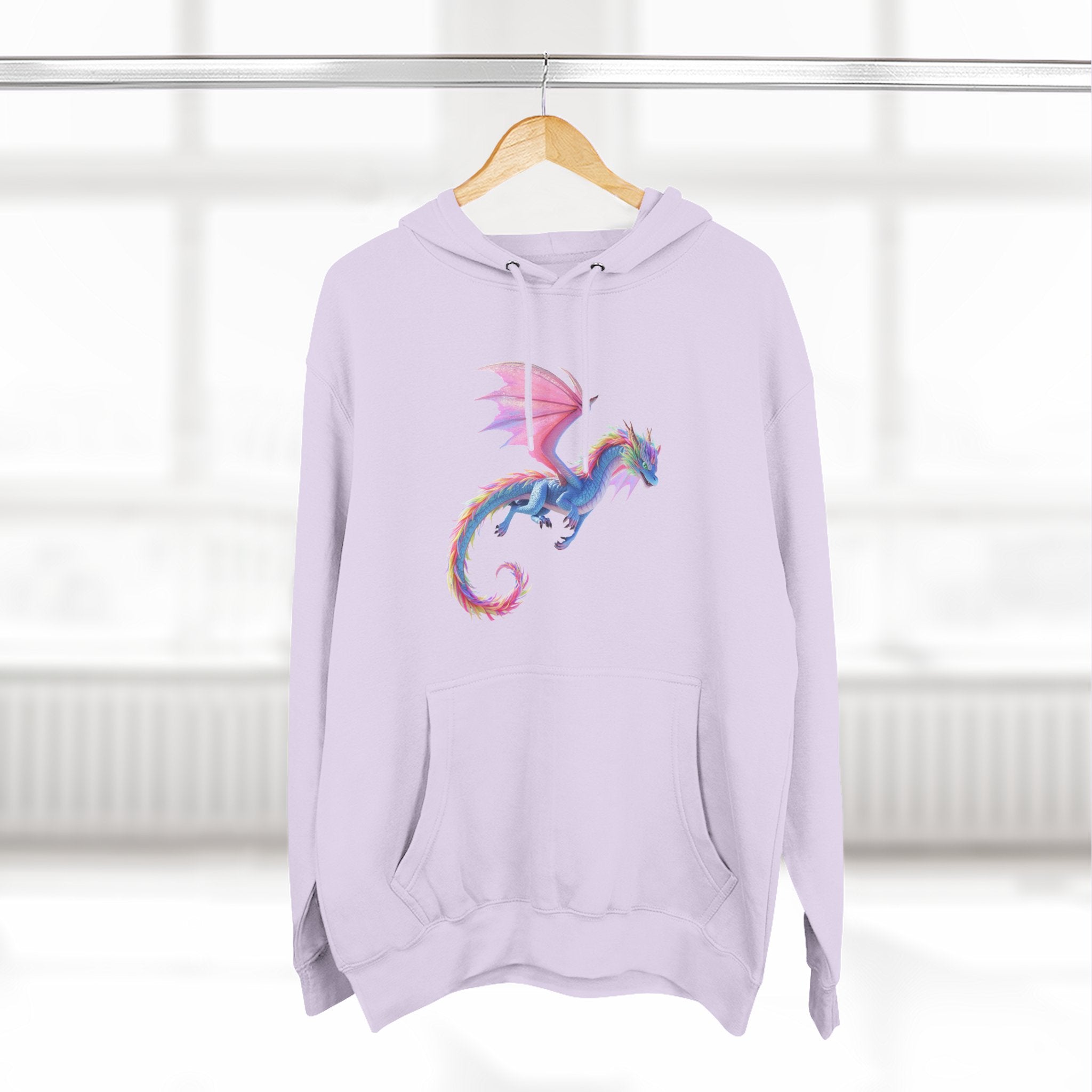 Dragon Watercolor Hoodie — Pastel Fantasy Flying Dragon Sweatshirt