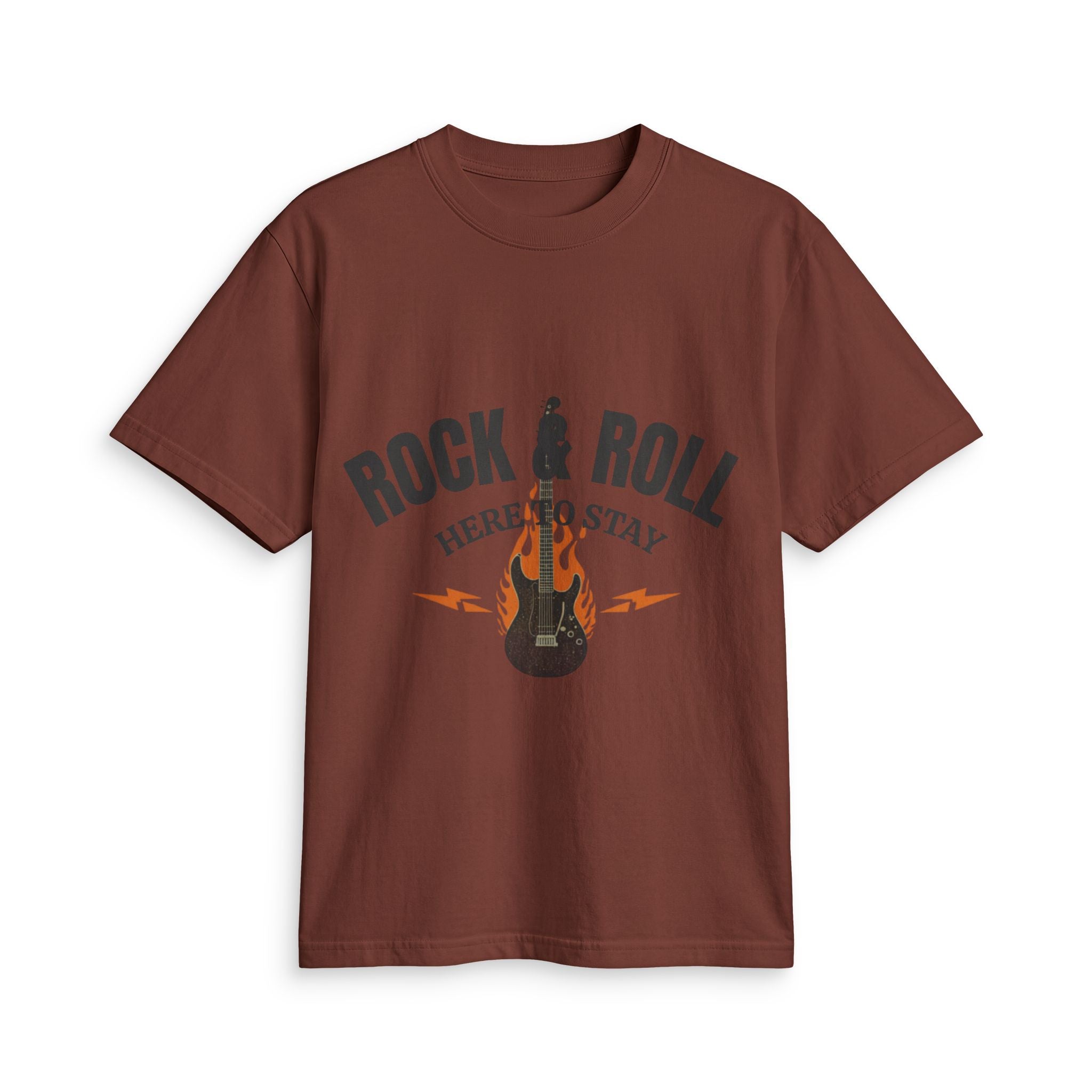 Rock & Roll Guitar Tee — "Rock & Roll Here to Stay" Graphic T-Shirt
