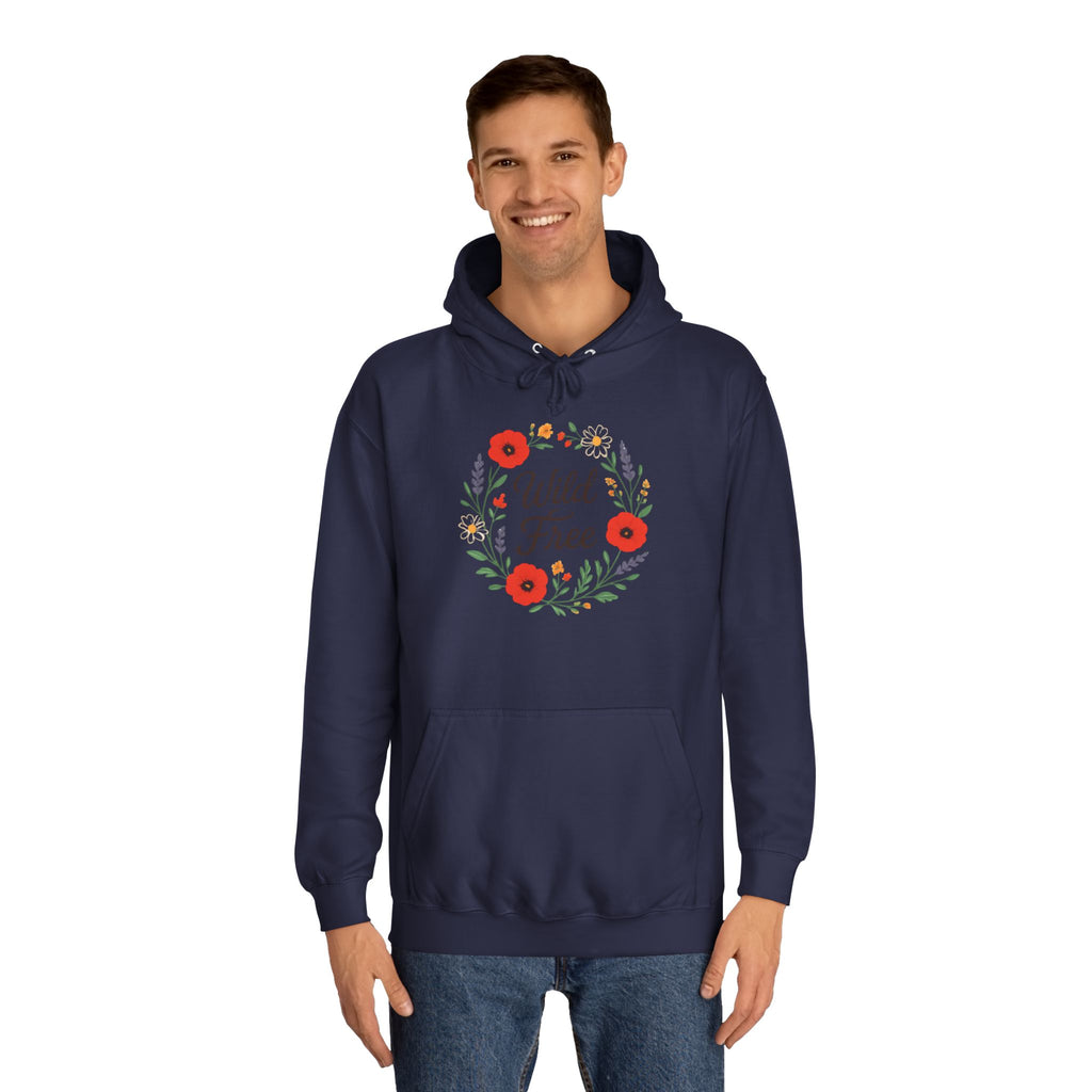 Wild & Free Floral Hoodie — Women's Boho Inspirational Sweatshirt