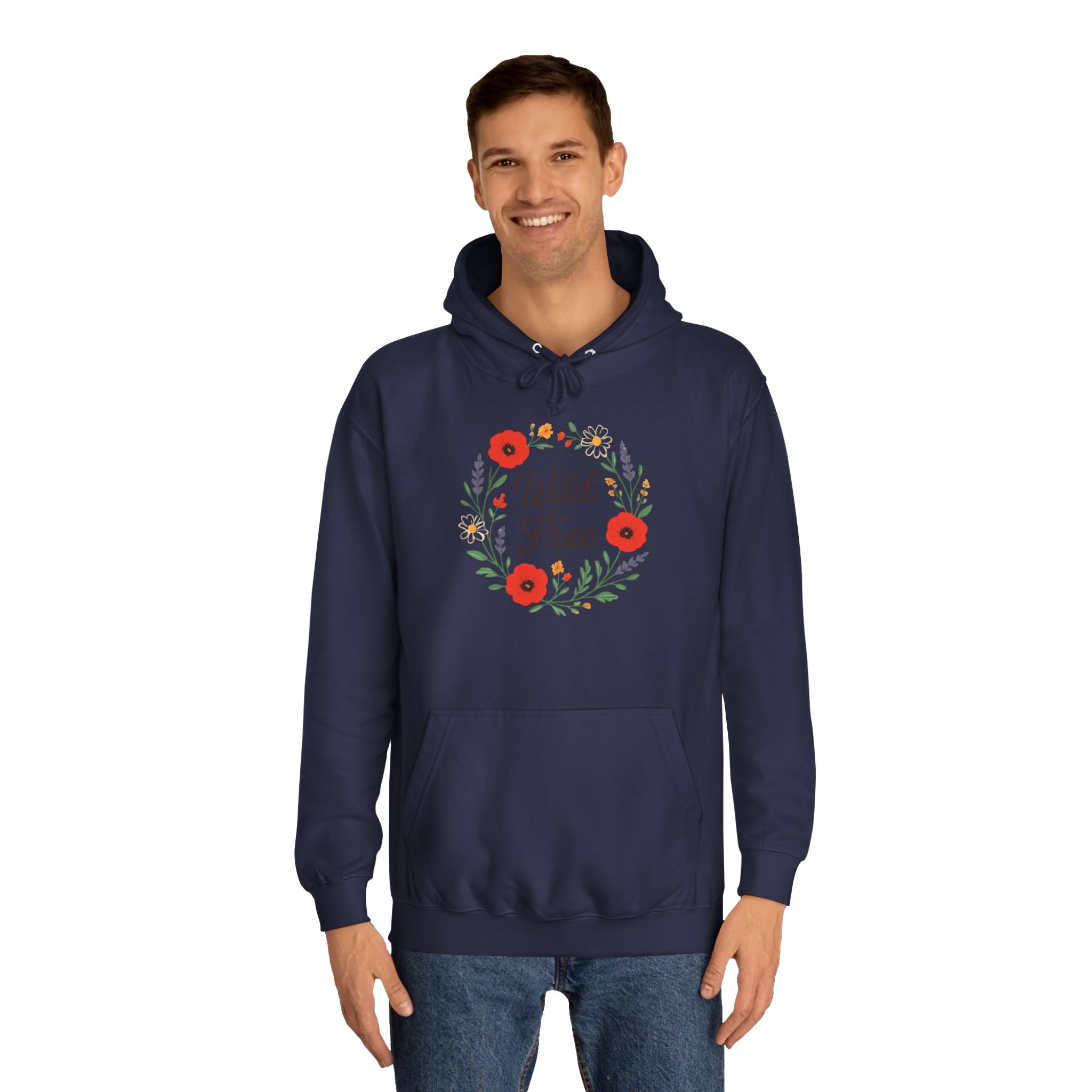 Wild & Free Floral Hoodie — Women's Boho Inspirational Sweatshirt