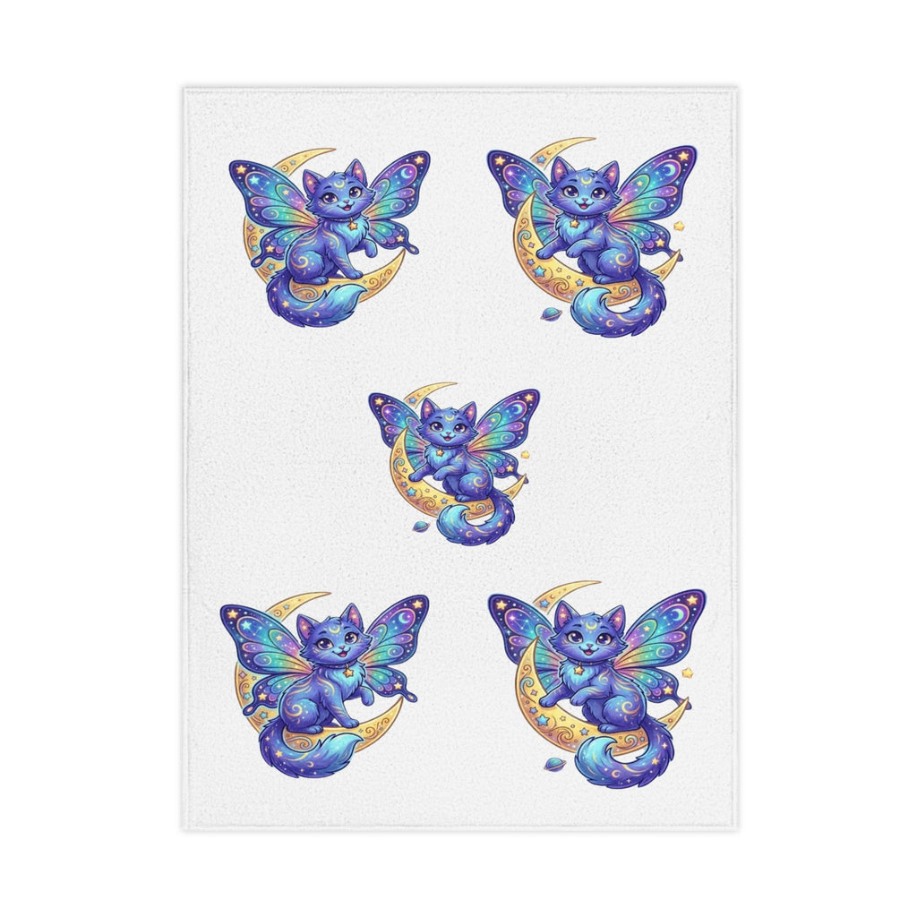 Fairy Cat Toddler Blanket — Magical Moon Pattern Plush Baby Throw