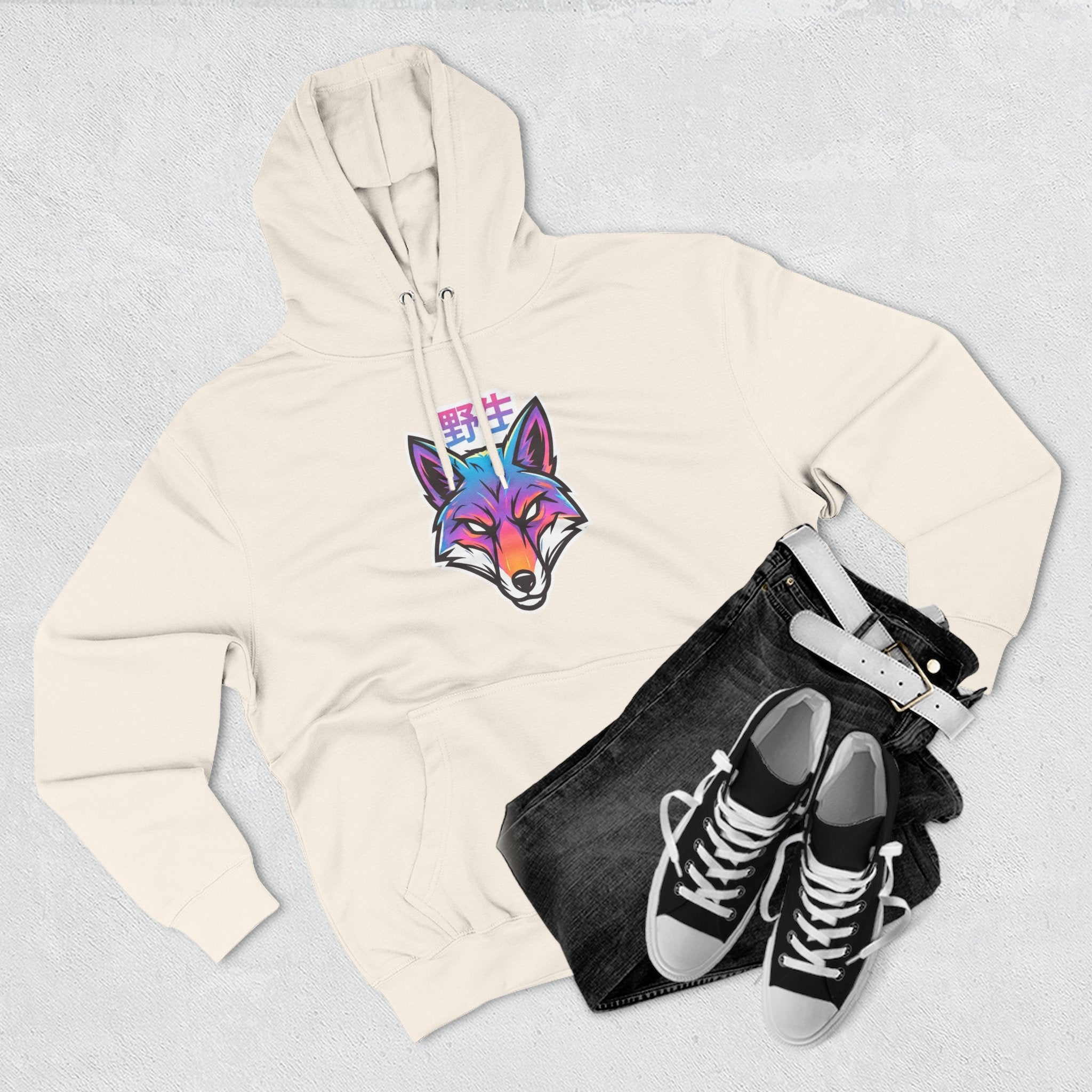 Neon Fox Hoodie — Vibrant Rainbow Fox Head Pullover